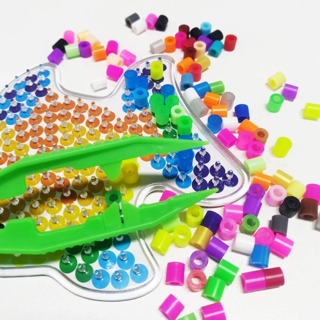 Three-Color Plastic Fuse Beads Tweezers Handmake Crafts, Manual DIY Creative Craft Game Tool for Kids 1 Pack of 6 Tweezers,White,Green,Blue