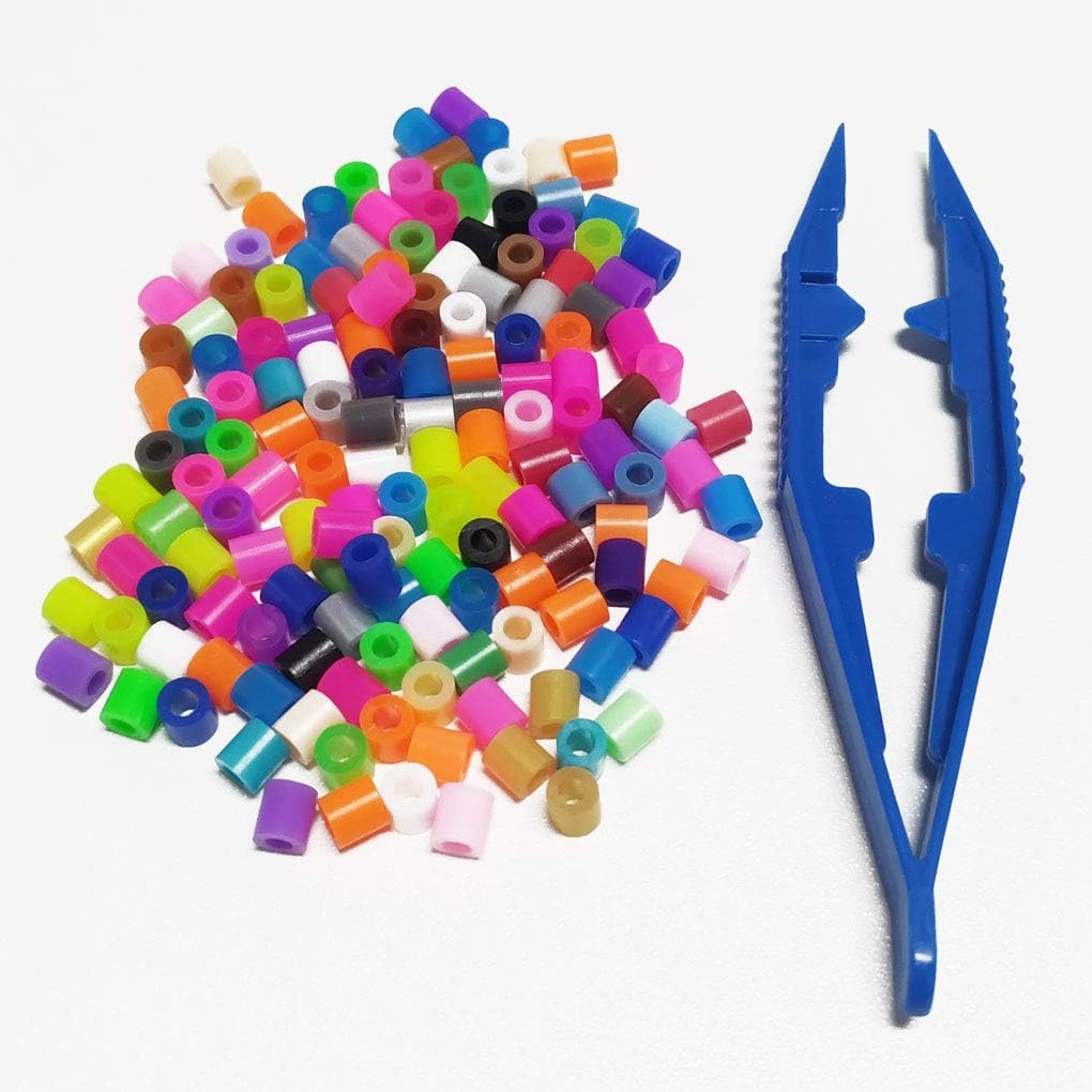 Three-Color Plastic Fuse Beads Tweezers Handmake Crafts, Manual DIY Creative Craft Game Tool for Kids 1 Pack of 6 Tweezers,White,Green,Blue