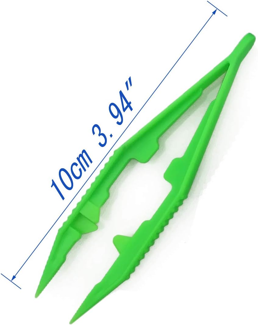 Three-Color Plastic Fuse Beads Tweezers Handmake Crafts, Manual DIY Creative Craft Game Tool for Kids 1 Pack of 6 Tweezers,White,Green,Blue