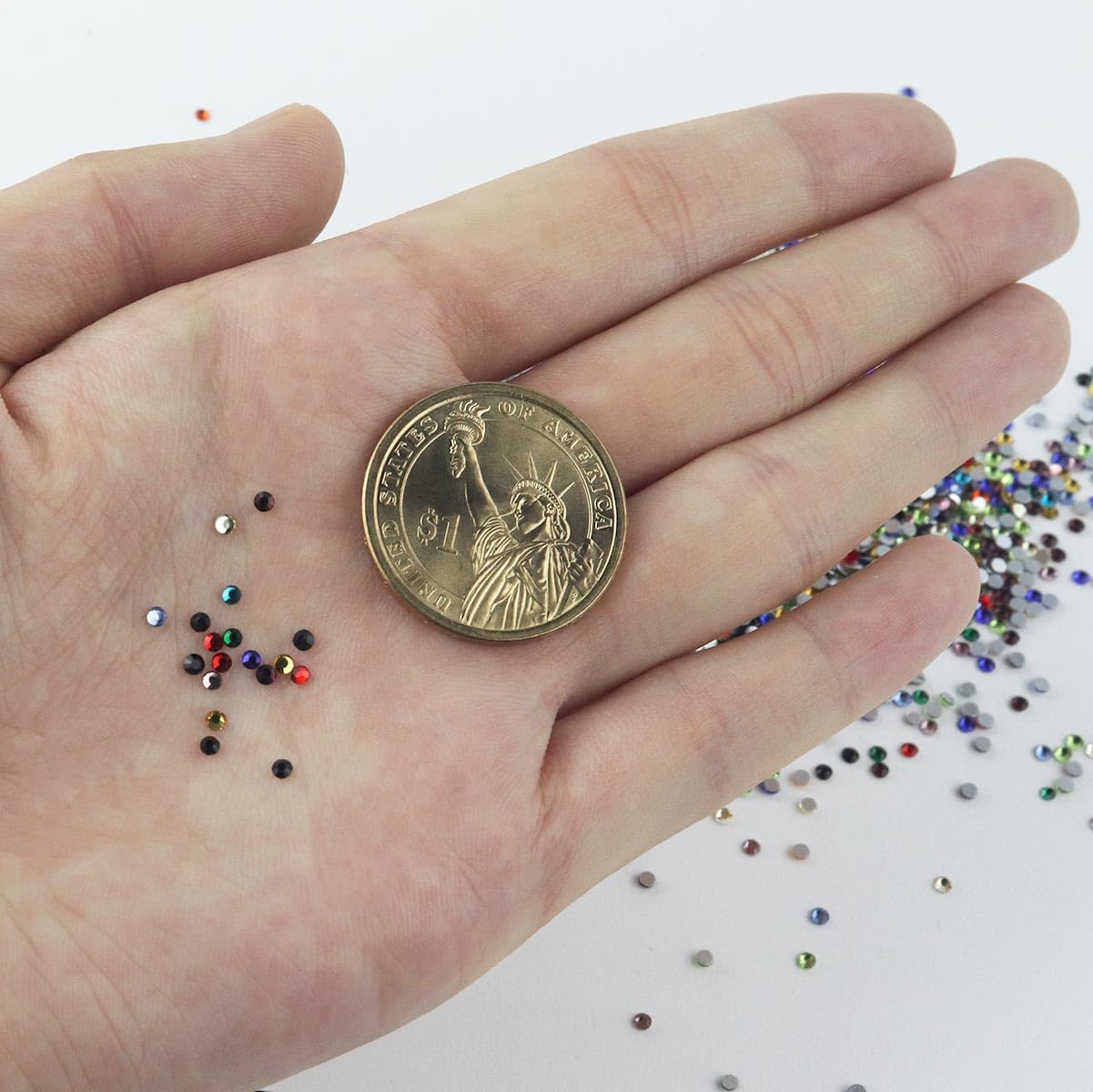 2400 Pieces Flat Back Rhinestones Colorful Round Glass Gems for Nail Art & Face Makeup Flatback Crystal Rhinestone Crafts DIY Clothes Shoes Bags Manicure Diamond 12 Colors