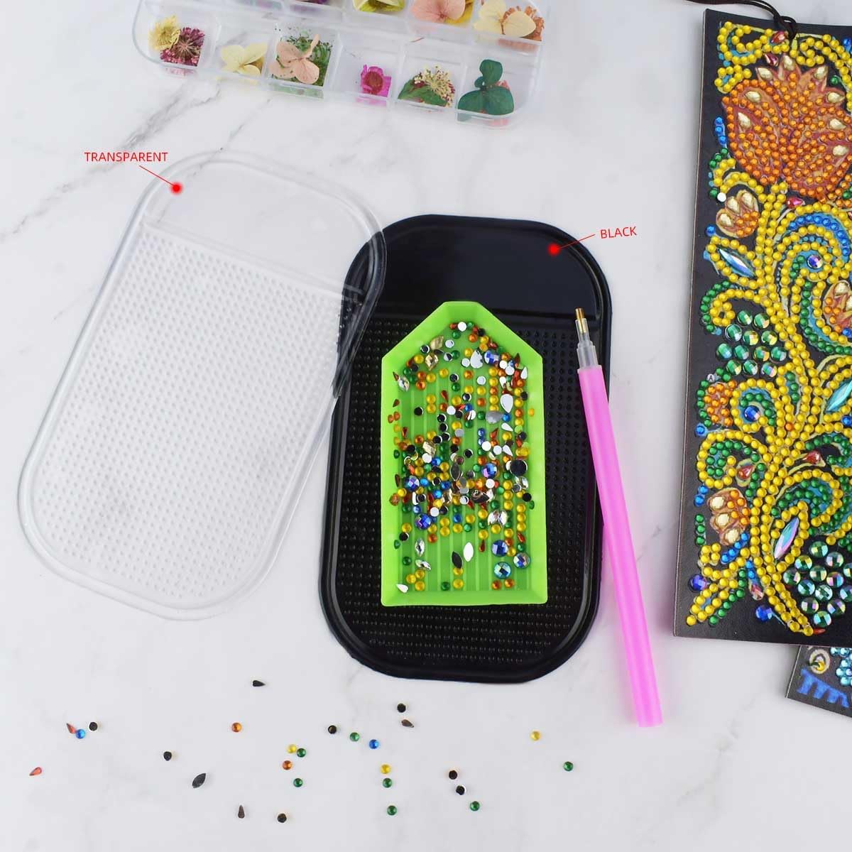 Diamond Art Mat Non-Slip DIY Sticky Tray Gel Painting Tools Anti-Slip Universal Pad Holder Kits for Adults 5D Embroidery Accessories 6 Pieces