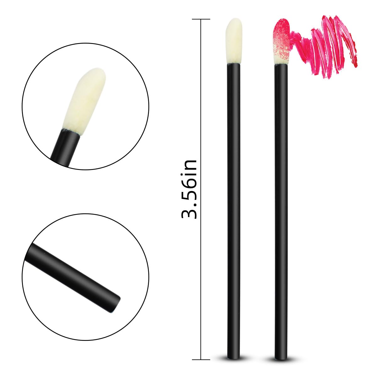 100 Pack Disposable Lip Brushes Lipstick Wands Gloss Applicator Brush Makeup Tool Make Up Applicators Perfect Beauty Cosmetic Kits Mascara Wand Set Lash Spoolies for Eyelash Extensions Black