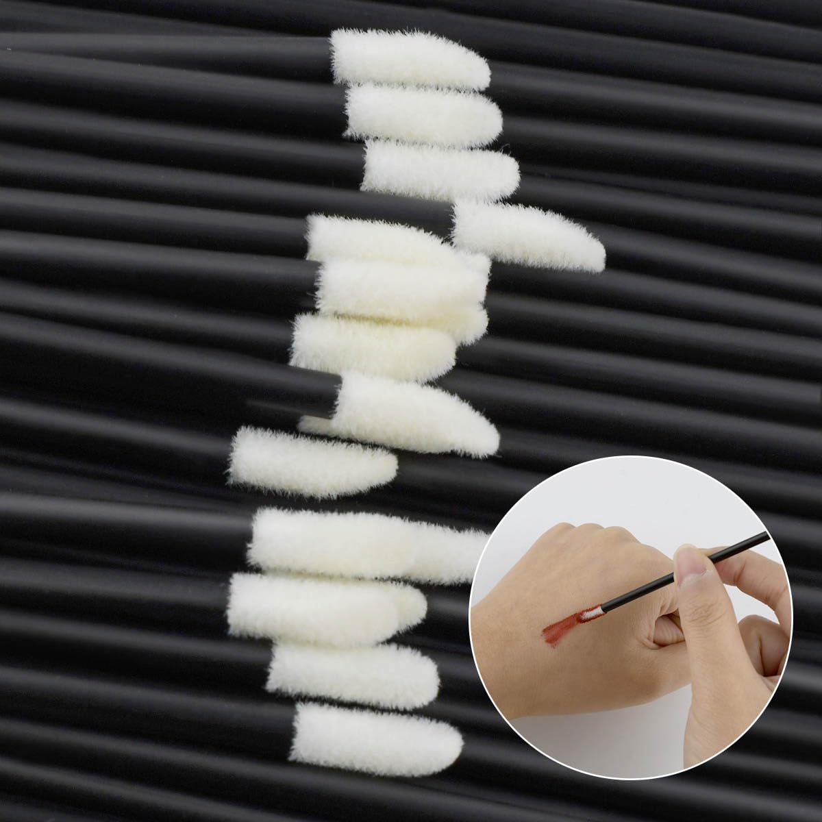 100 Pack Disposable Lip Brushes Lipstick Wands Gloss Applicator Brush Makeup Tool Make Up Applicators Perfect Beauty Cosmetic Kits Mascara Wand Set Lash Spoolies for Eyelash Extensions Black