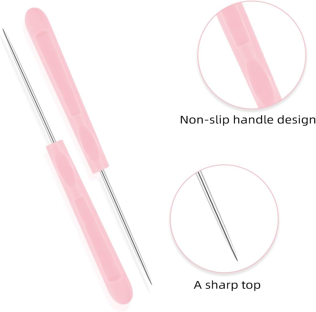 Cookie Decorating Scribe Supplies Icing Tool for Cake DIY Craft Leather Awl Sewing Stainless Steel Fondant Sugar Stir Needle Biscuit Pin Kit with Handle Baking Tool 12 Pieces