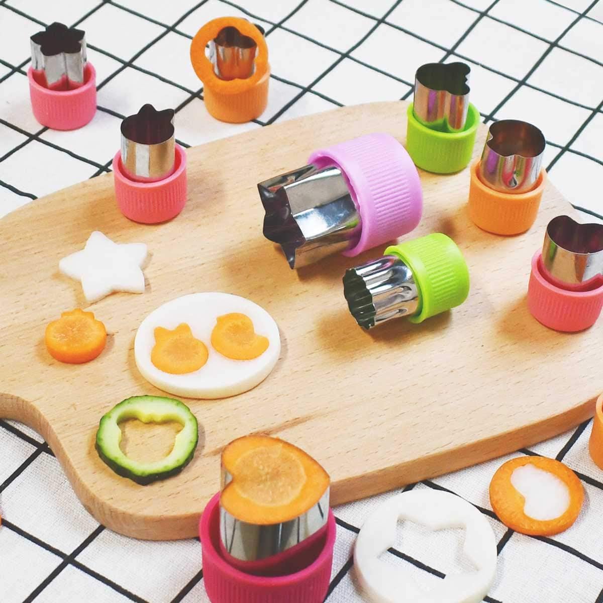 11Pcs Vegetable Cutter Shapes Set Mini Cookie & Fruit Pie Stamps Mold Stainless Steel Cutters Food for Kids Baking and Supplement Tools Accessories Christmas Gift