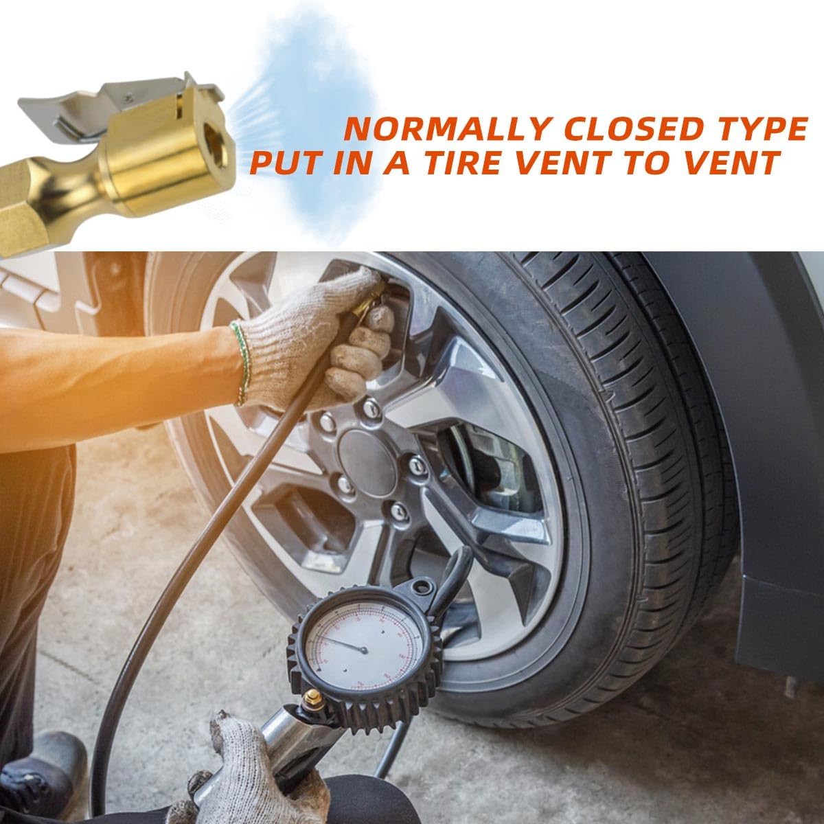 Air Chuck with Clip Tire Inflator Compressor Closed Flow Lock Brass Hose Connect Accessories Heavy Duty Gauge Locking InflatorAdapter