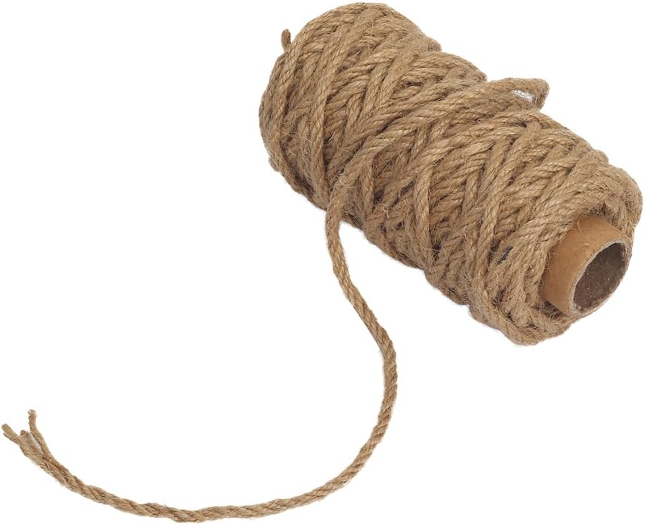 Strong Natural Jute Twine, 4mm Thick 66 Feet Long Jute String Rope Roll for Garden, Arts & Crafts, Home Decor, Packaging