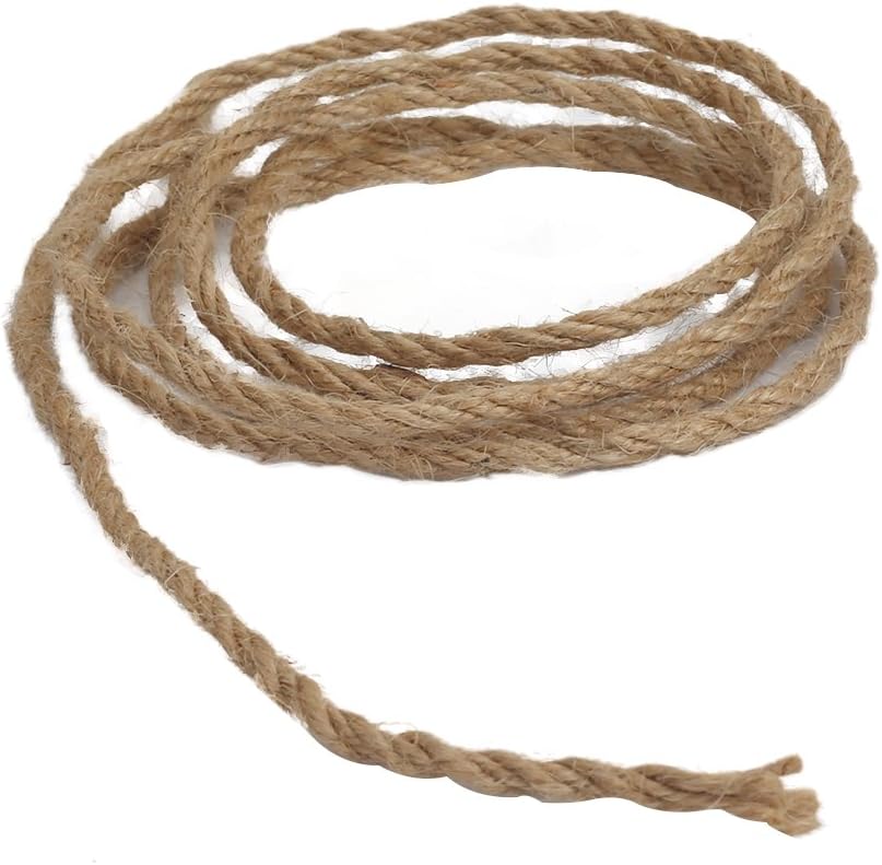 Strong Natural Jute Twine, 4mm Thick 66 Feet Long Jute String Rope Roll for Garden, Arts & Crafts, Home Decor, Packaging