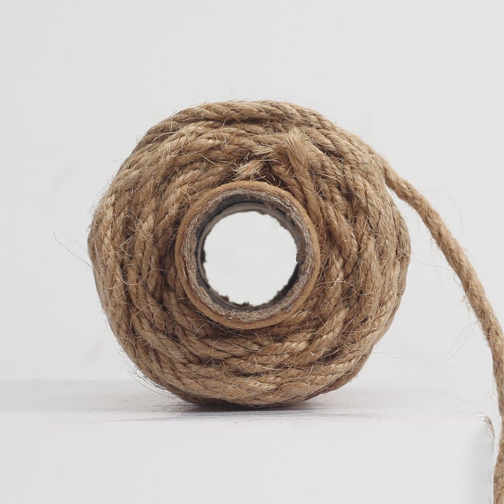 Strong Natural Jute Twine, 4mm Thick 66 Feet Long Jute String Rope Roll for Garden, Arts & Crafts, Home Decor, Packaging