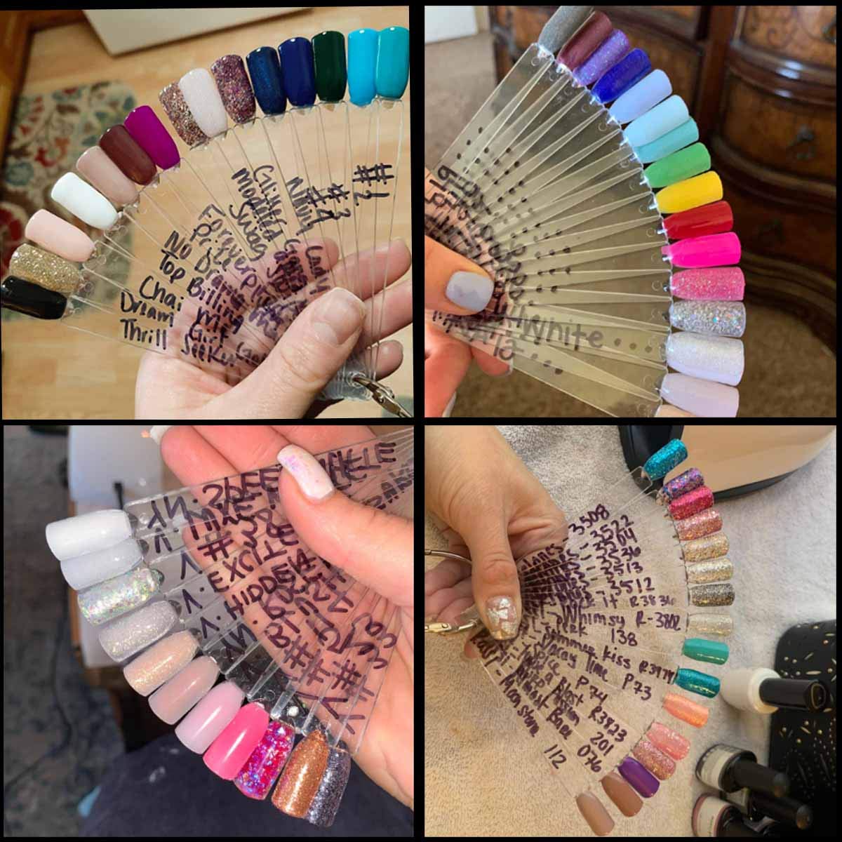 2 Set 100 Tips Clear Nail Art Swatches Sticks Polish Board Display Practice Tool Transparent Fan-shaped False with Metal Screw Ring Plastic Christmas Gift