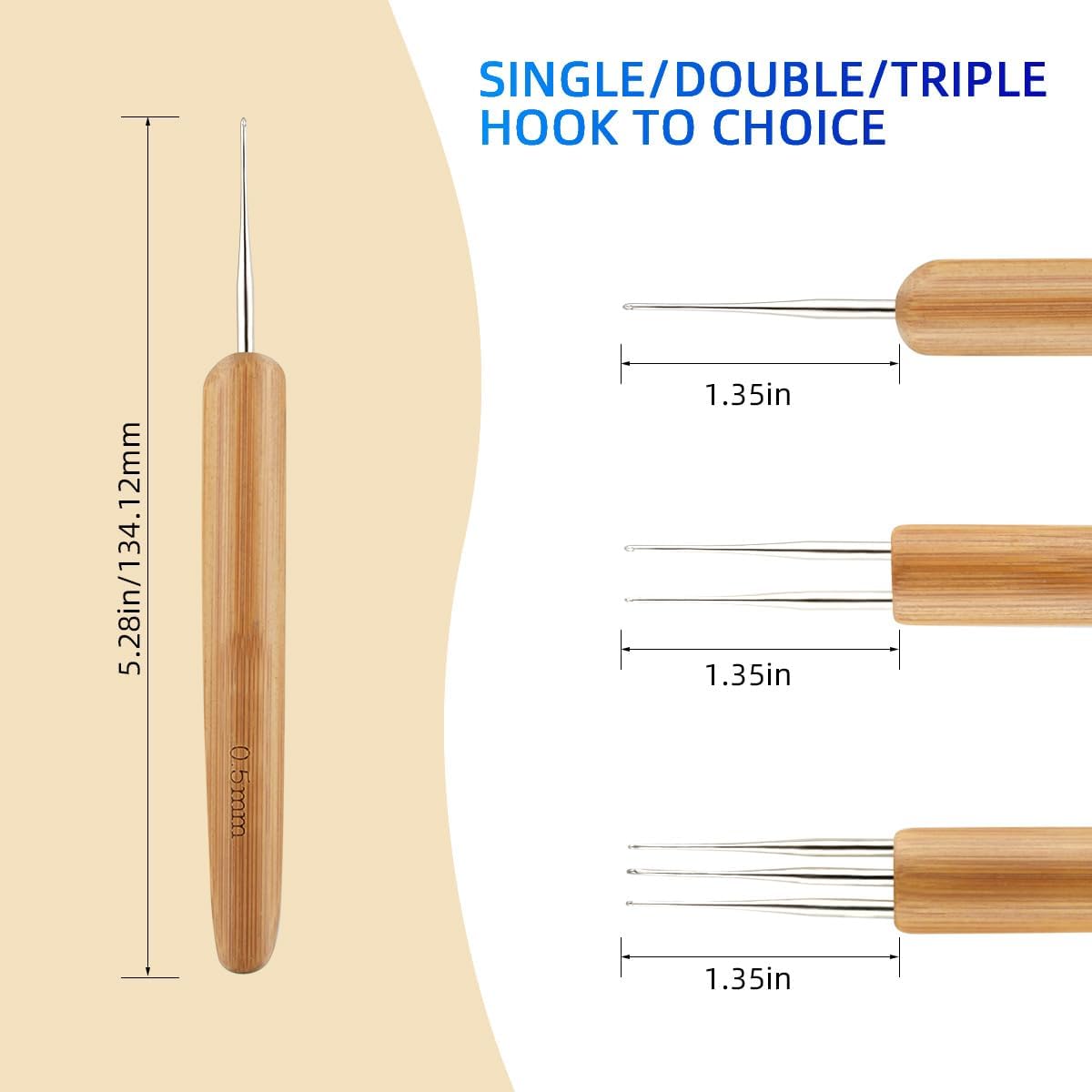 3 Pcs Dreadlock Crochet Hooks - Hook Tool for Hair Locs & Dread Braids 0.5Mm Braid Craft Weaving Needles with Interlocking
