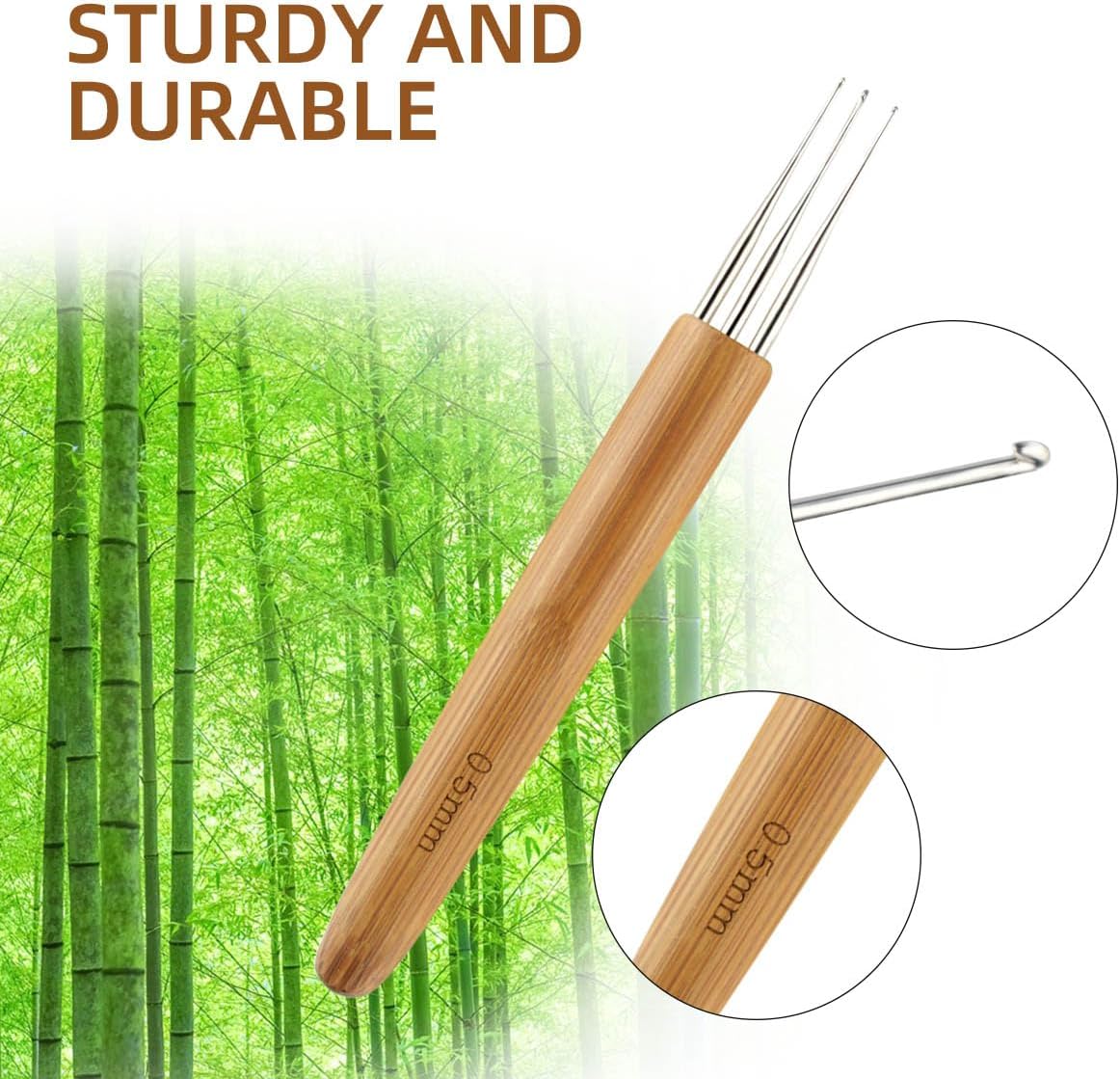 3 Pcs Dreadlock Crochet Hooks - Hook Tool for Hair Locs & Dread Braids 0.5Mm Braid Craft Weaving Needles with Interlocking