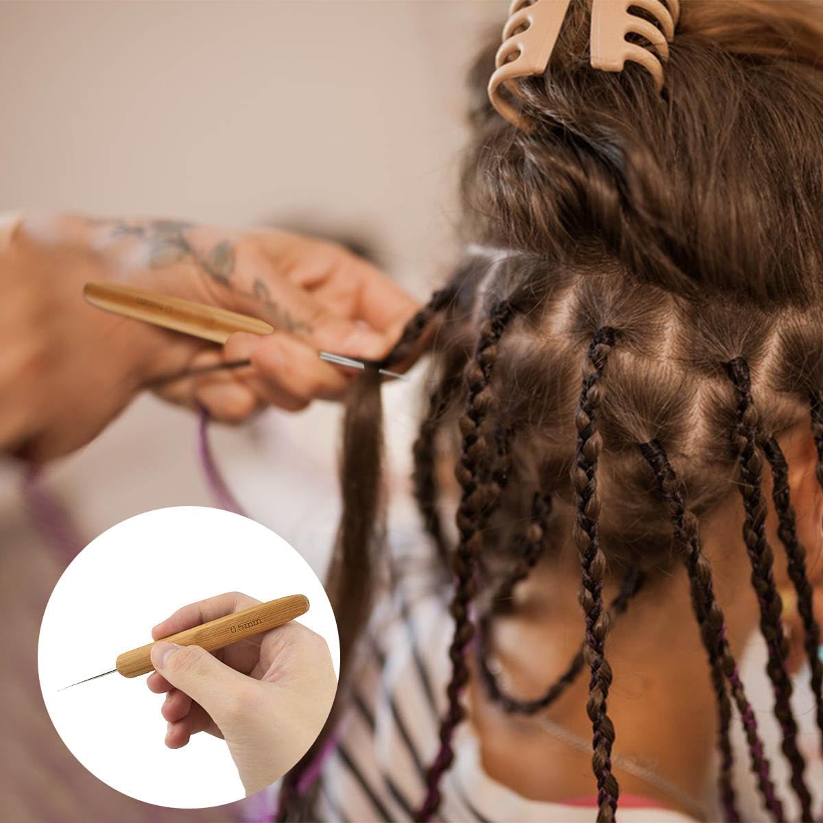 3 Pcs Dreadlock Crochet Hooks - Hook Tool for Hair Locs & Dread Braids 0.5Mm Braid Craft Weaving Needles with Interlocking