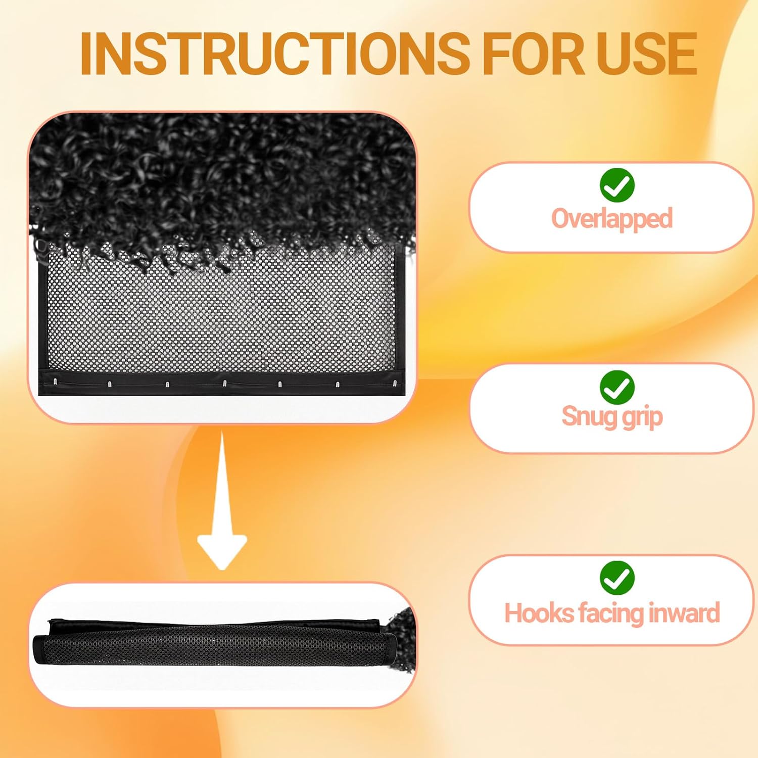2-Pack Hair Stretcher Lengthening Net for Curly - Prevent Shrinkage Lock Hair Stretcher Looser - Wave Ringlets Hair Styling Tools Black 13in