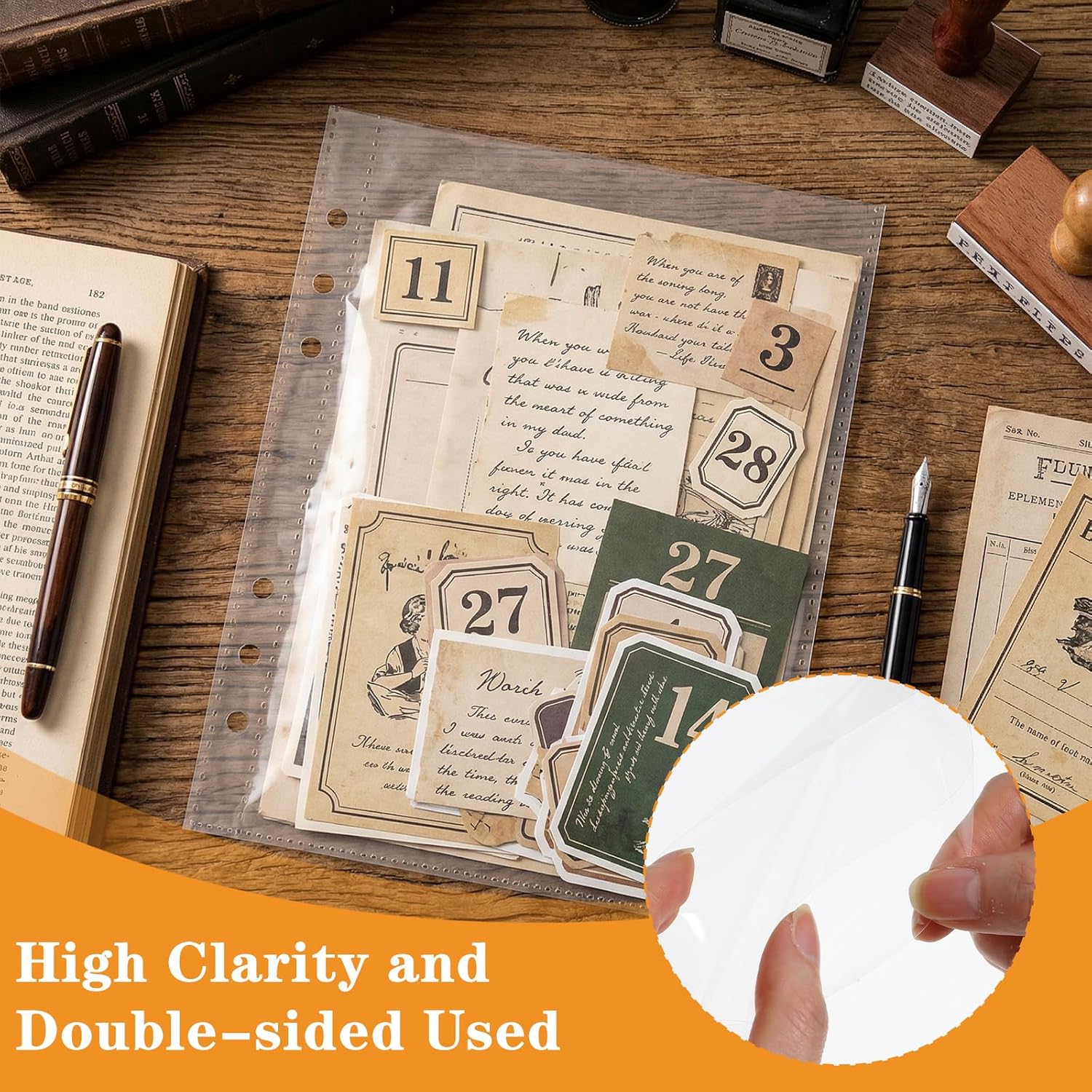 20 Sheets Clear Binder Sleeves - A5 6 Ring Binder Pocket Sheets Protectors, Double Sided Pet Clear Page Protectors for Cards Photocards Postcards Pictures Stickers Cash Organizer
