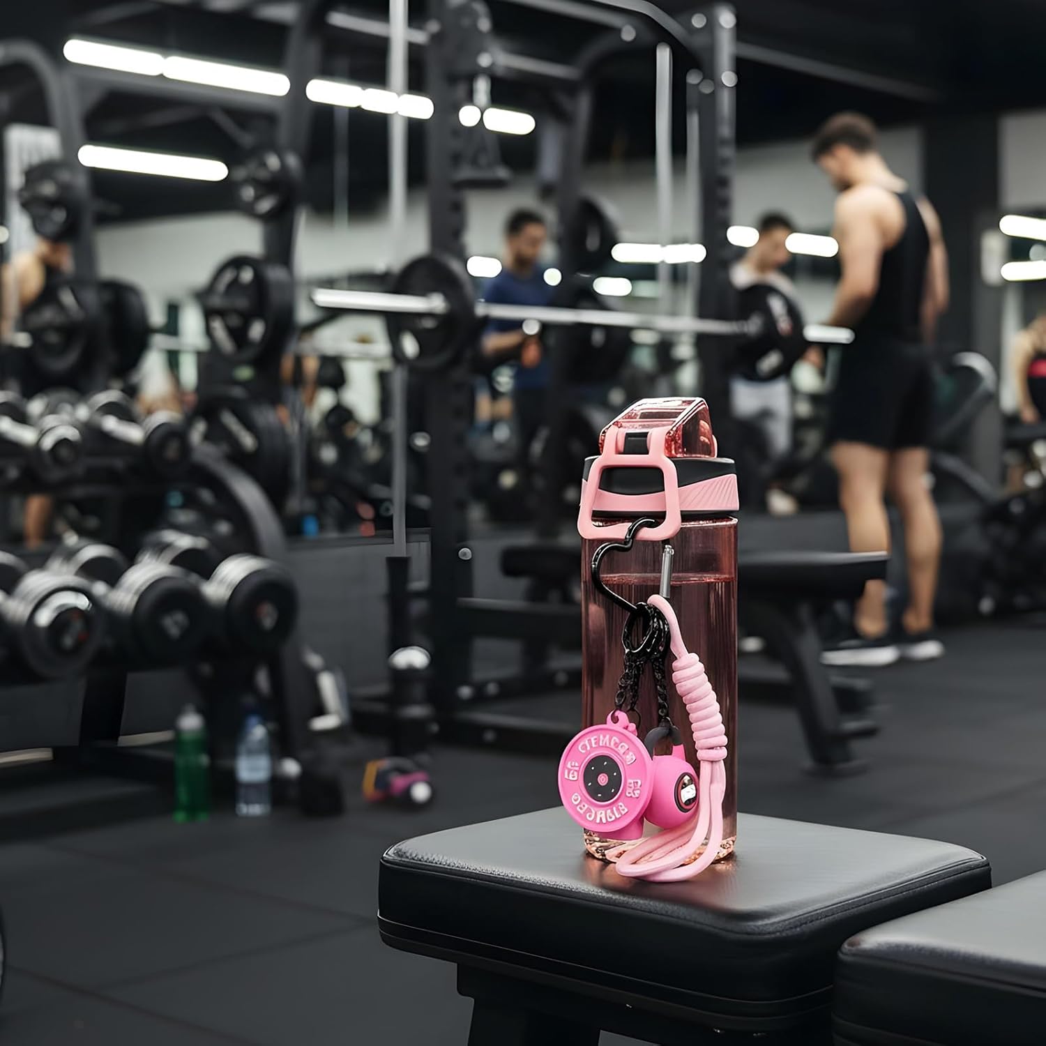 Fitness Keychain for Women,Dumbbell Gym Bag Charm,PVC Workout Keychain Accessory for Gym Lovers Black