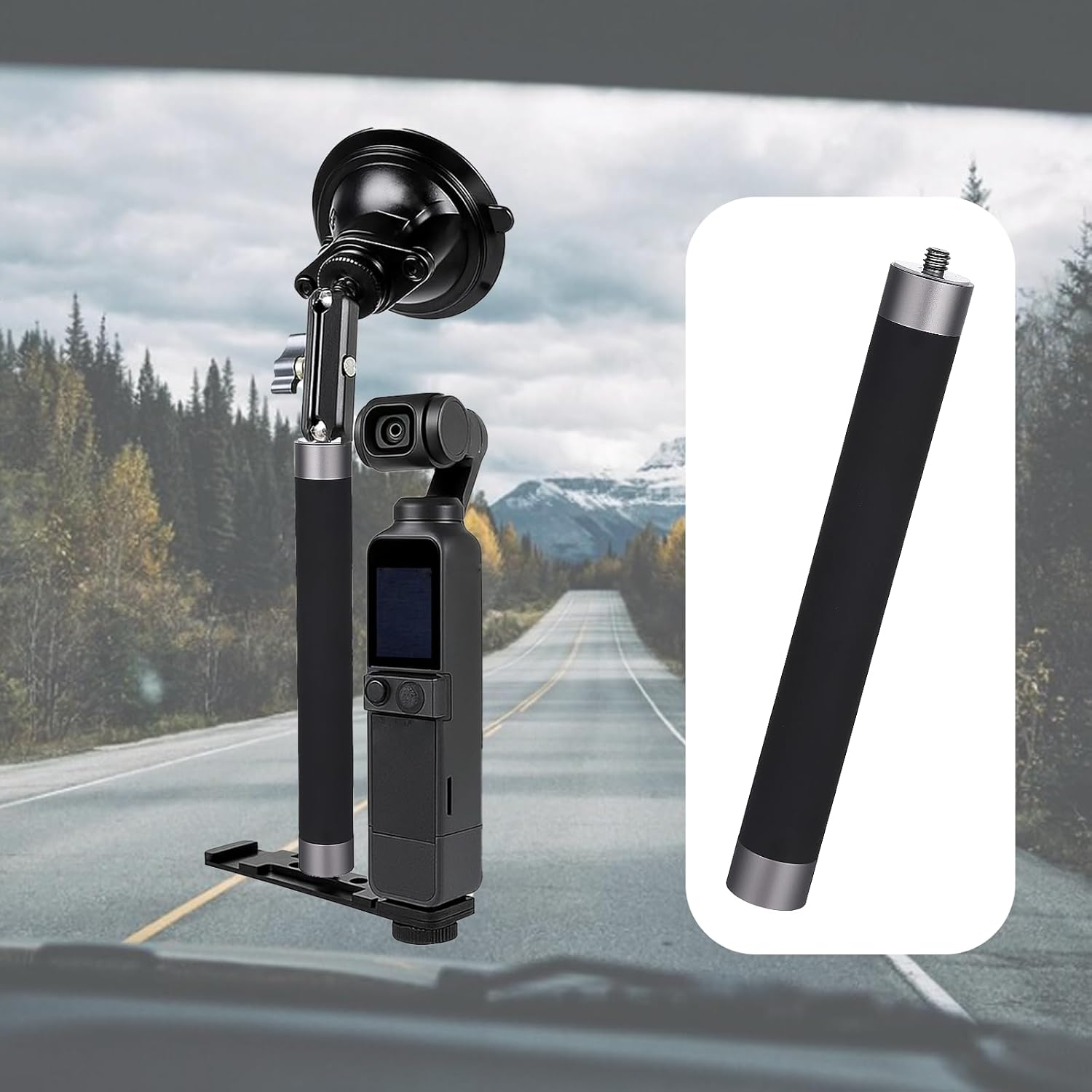 Vin Beauty 1/4" Thread Extension Aluminium Rod Mount, Camera Mount Extension Rod Pole for Dash Cam, Action Cameras, 15cm/5.9 inch Long Universal Interface Connector with 1/4" Male Female Thread