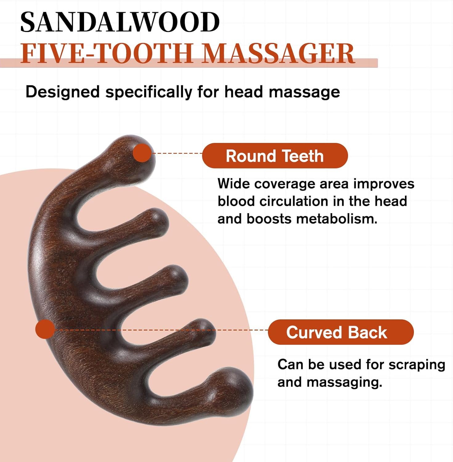 Vin Beauty 2 Pcs Wooden Scalp Massager Comb, Wood Scalp Massager 2 in 1 Wide Fine Tooth with Handle for Hair Growth for Curls Women Men Detangles Long Thick Wet Dry Head Anti-Static Care Relief