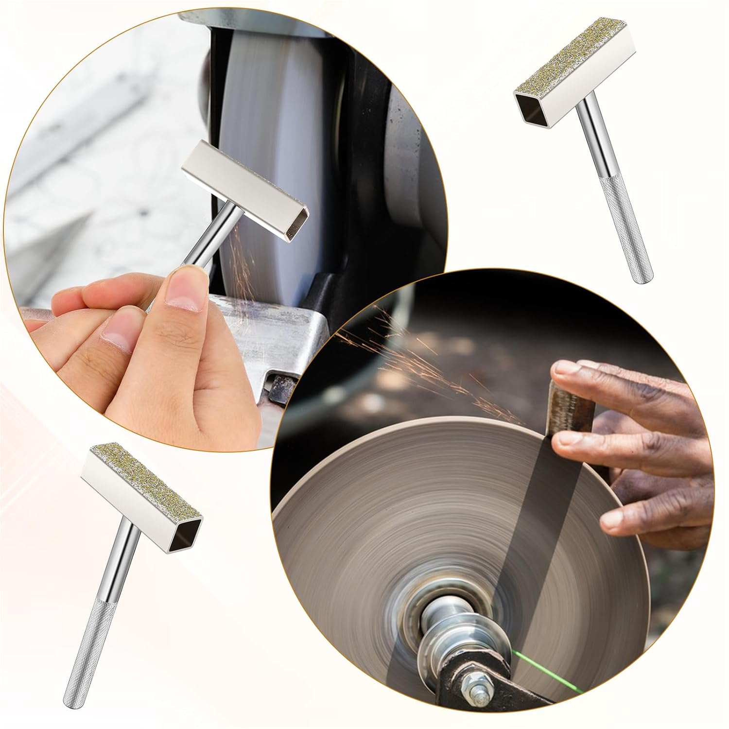 3 Pcs Grinding Wheel Dresser Grinding Wheel Dressing Tool Diamond Wheels Stone Dresser with Flat Diamond Coated Surface for Restore Bench Grinder Truing Deburring Wheels Silver