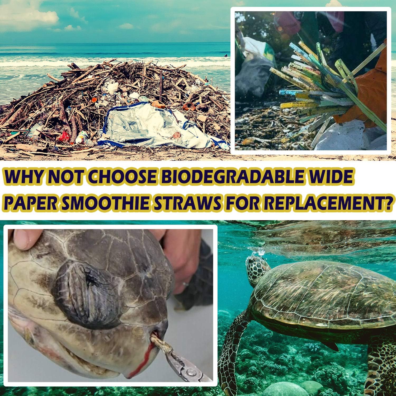 100 Pack, Extra Wide Paper Smoothie, Boba Straws - 10 mm Wide Biodegradable Straws for Bubble Tea Tapioca, Boba Pearls , Milkshakes, Jumbo Drinks - Shower, Wedding Party Supplies Decorations