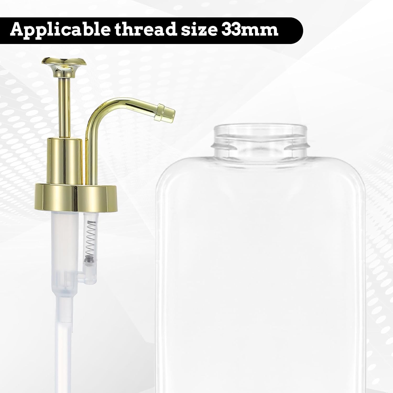 Soap and Lotion Dispenser Pump Replacement, ABS Material Gold Gloss Smooth Action Oil Can Pump Head for Wider Mouth Bottle of 1.3 in 33 mm Thread, Rust Proof & Leak Proof for Soap Lotion Bottle