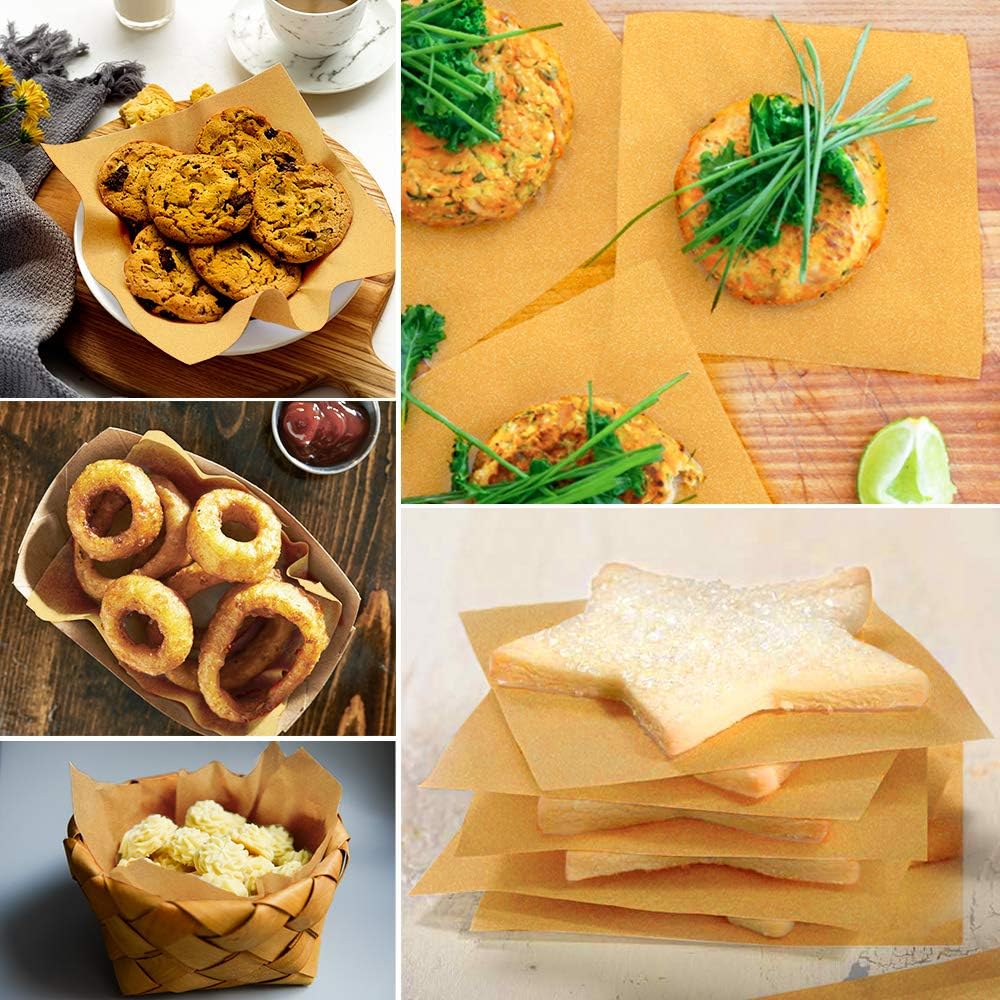 200 Count Unbleached Parchment Paper Squares 6" x 6", Non-Stick Wax Paper Sheets for Separate Burgers, Cookies & Other Foods When Storing, Freezing