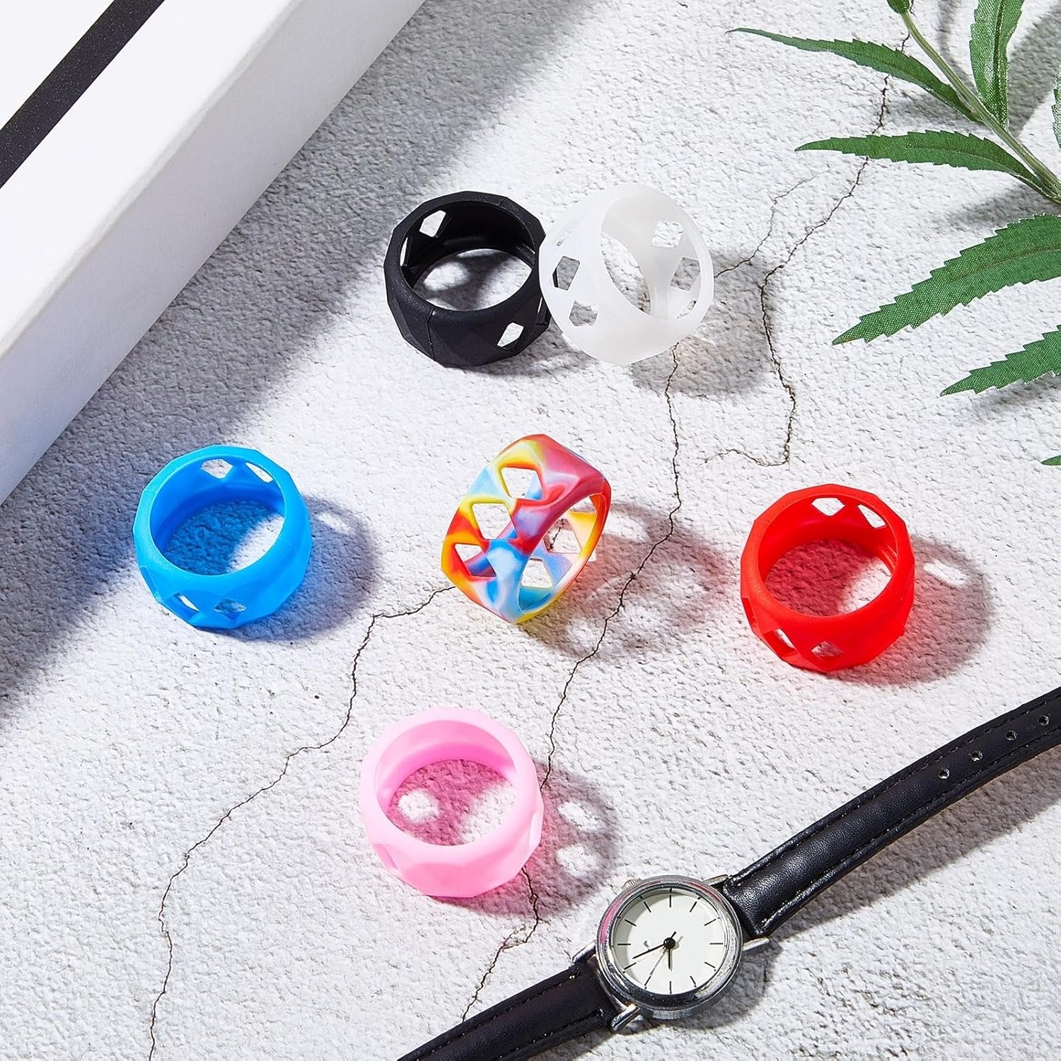Amylove 6 Pieces Silicone Anti Slip Ring Non Skid Band Ring Soft Protection Sleeve 25 x 17 mm