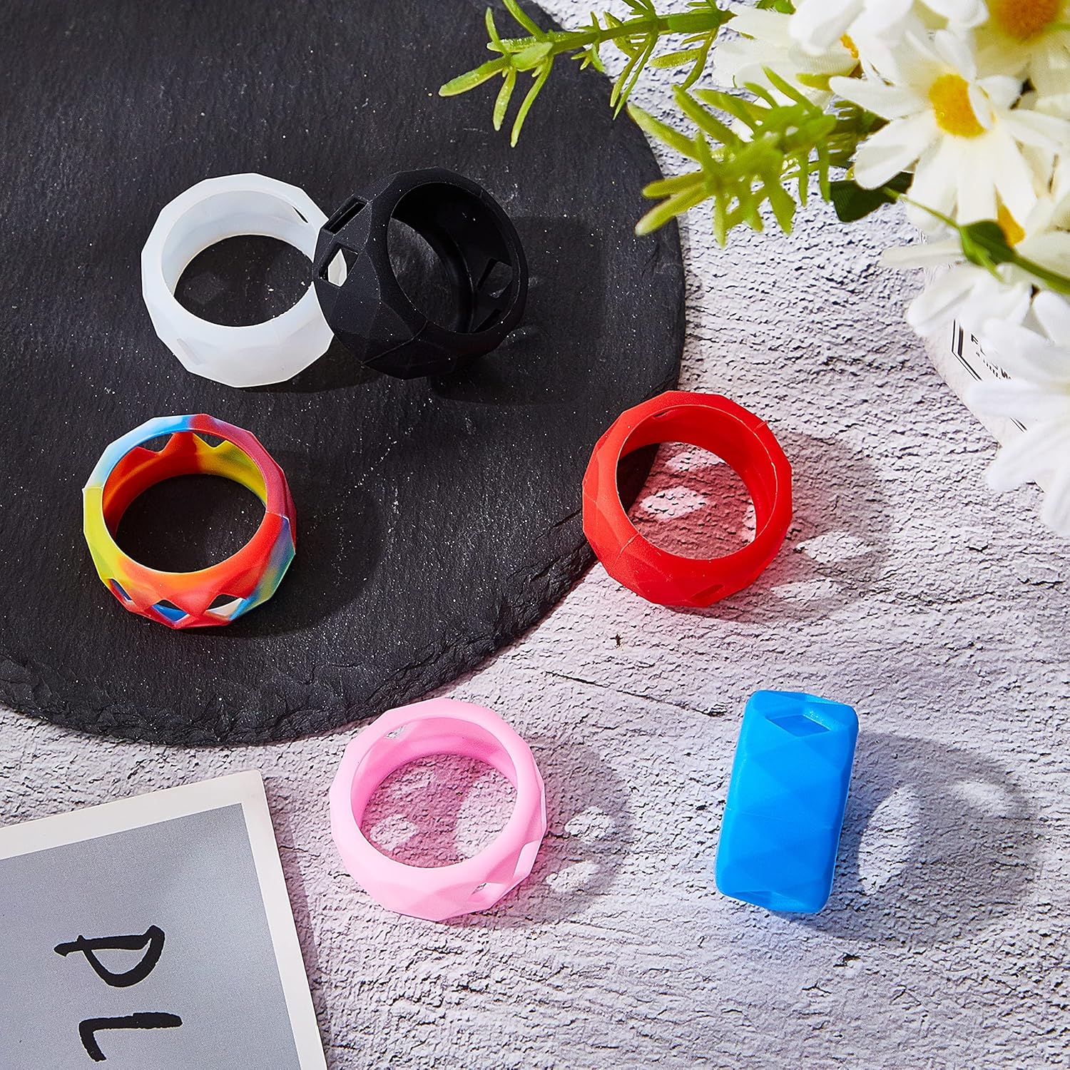 Amylove 6 Pieces Silicone Anti Slip Ring Non Skid Band Ring Soft Protection Sleeve 25 x 17 mm