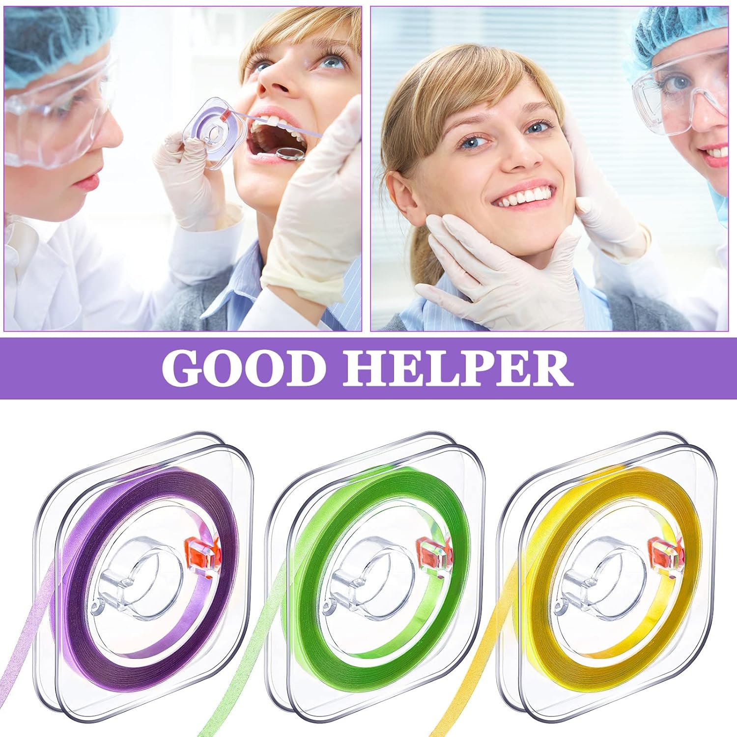 Amylove Dental Polishing Strips Tooth File 3 Rolls 4mm x 600mm Dental Polisher Teeth Sanding Grinding Deep Teeth Cleaning Tool Tooth Polish Abrasive Strip Oral Care Coarse, Fine, Medium,Multi Color