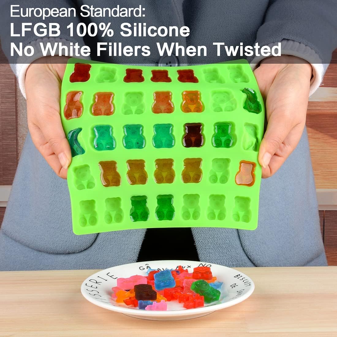 Gummy Bear Molds Candy Molds - 1 Inch Gummy Molds Bear Large Chocolate Molds Silicone 4 Pack LFGB Pinch Test Approved Best Food Grade Silicone