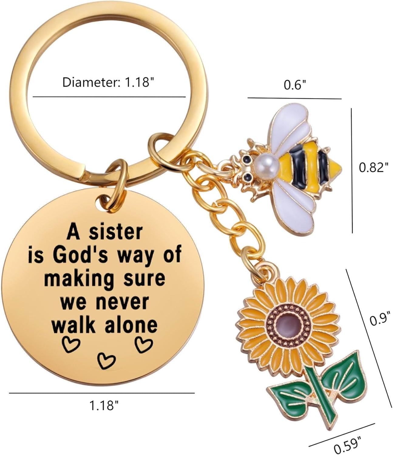 Sunflower Keychain for Women Inspirational Christmas Birthday Graduation Jewelry Gifts for Mom Daughter Wife Friend Sister