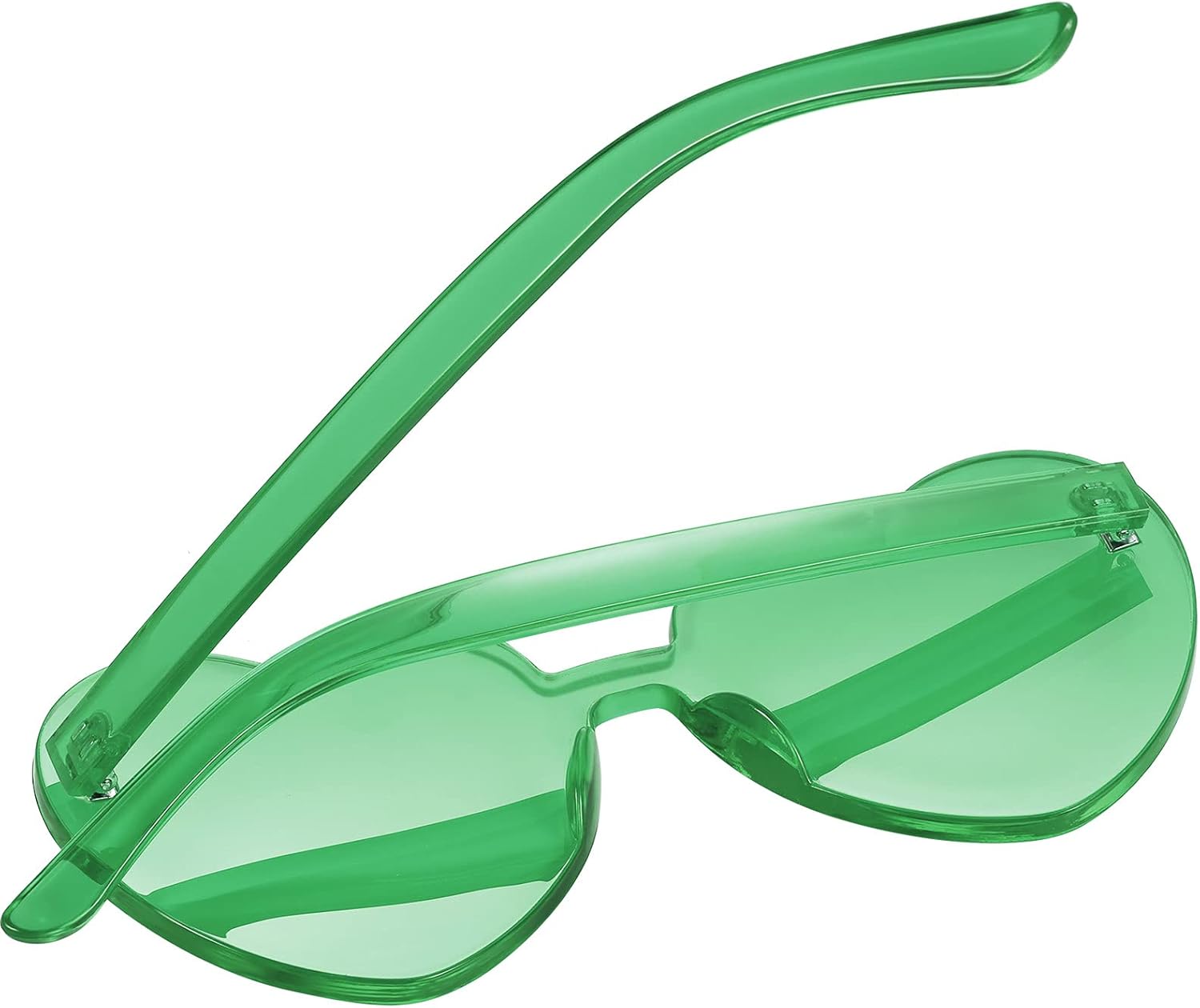 Maxdot 2 Pieces Heart Shape Rimless Sunglasses Transparent Candy Color Frameless Glasses Love Eyewear