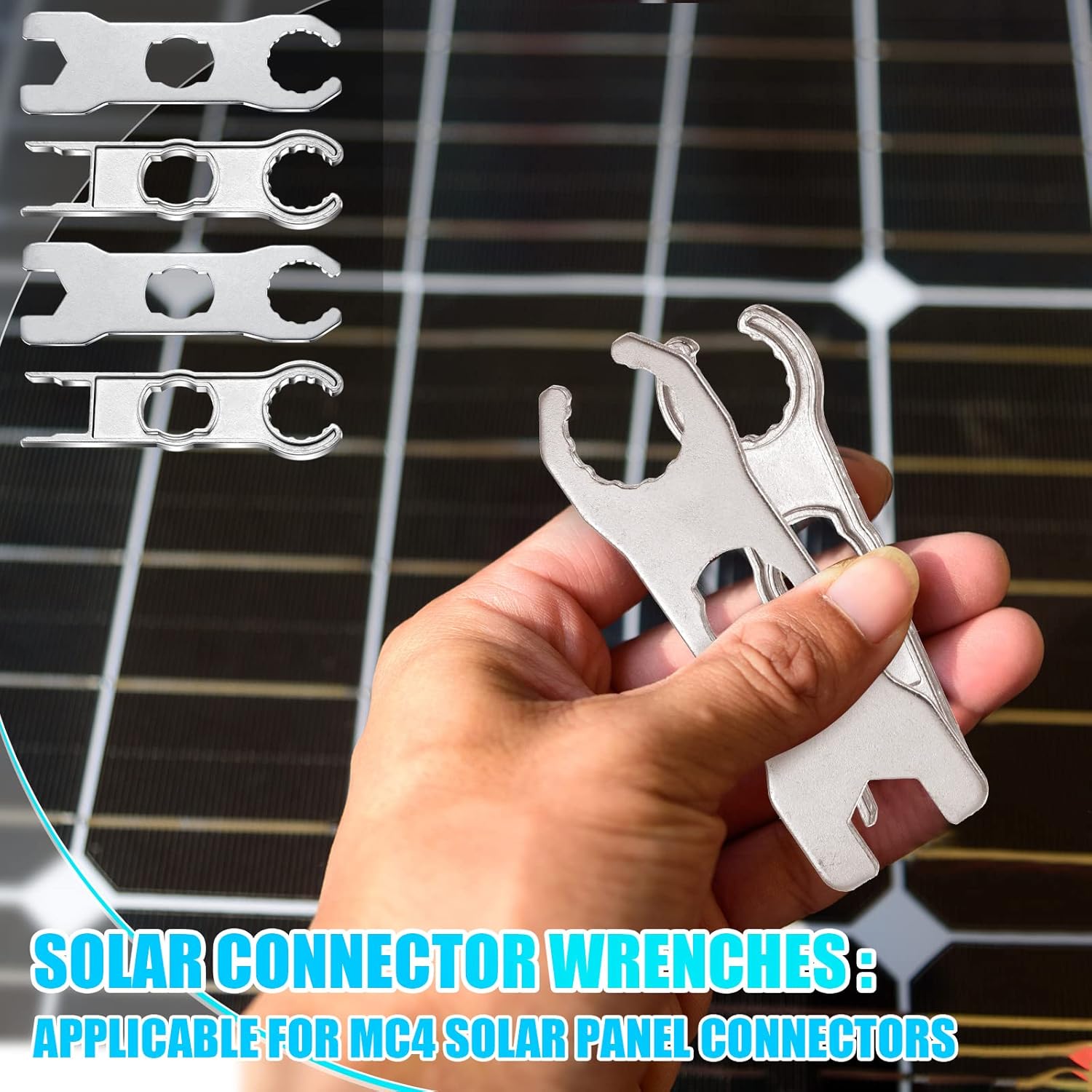 Landhoow 6 Pcs Solar Panel Connector Tool Solar Metal Spanner Wrench Solar PV Disconnect Removal Tools Crimping Tool for Solar Panel Cable PV System Wire and Connectors, Assembly and Disassembly Kit