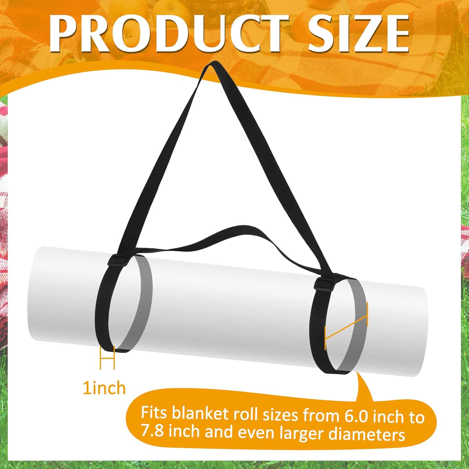 Amylove 2 Pcs Picnic Blanket Carry Strap for Camping Motorcycle Bedroll Adjustable Yoga Mat Holder with Shoulder Strap and Handle Outdoor Travel Blanket Holder for Camping