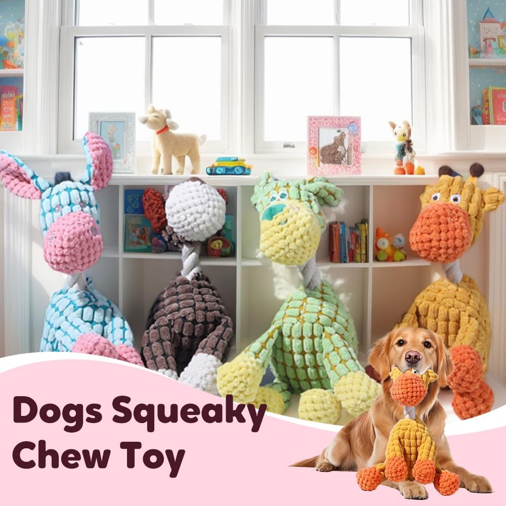 2026 New Dog Toys, Indestructible Plush Toy for Aggressive Chewers, Interactive Squeaky Soft Puppy Chew Toy, Durable Teething Toys Small Medium Large Dogs Sky Blue