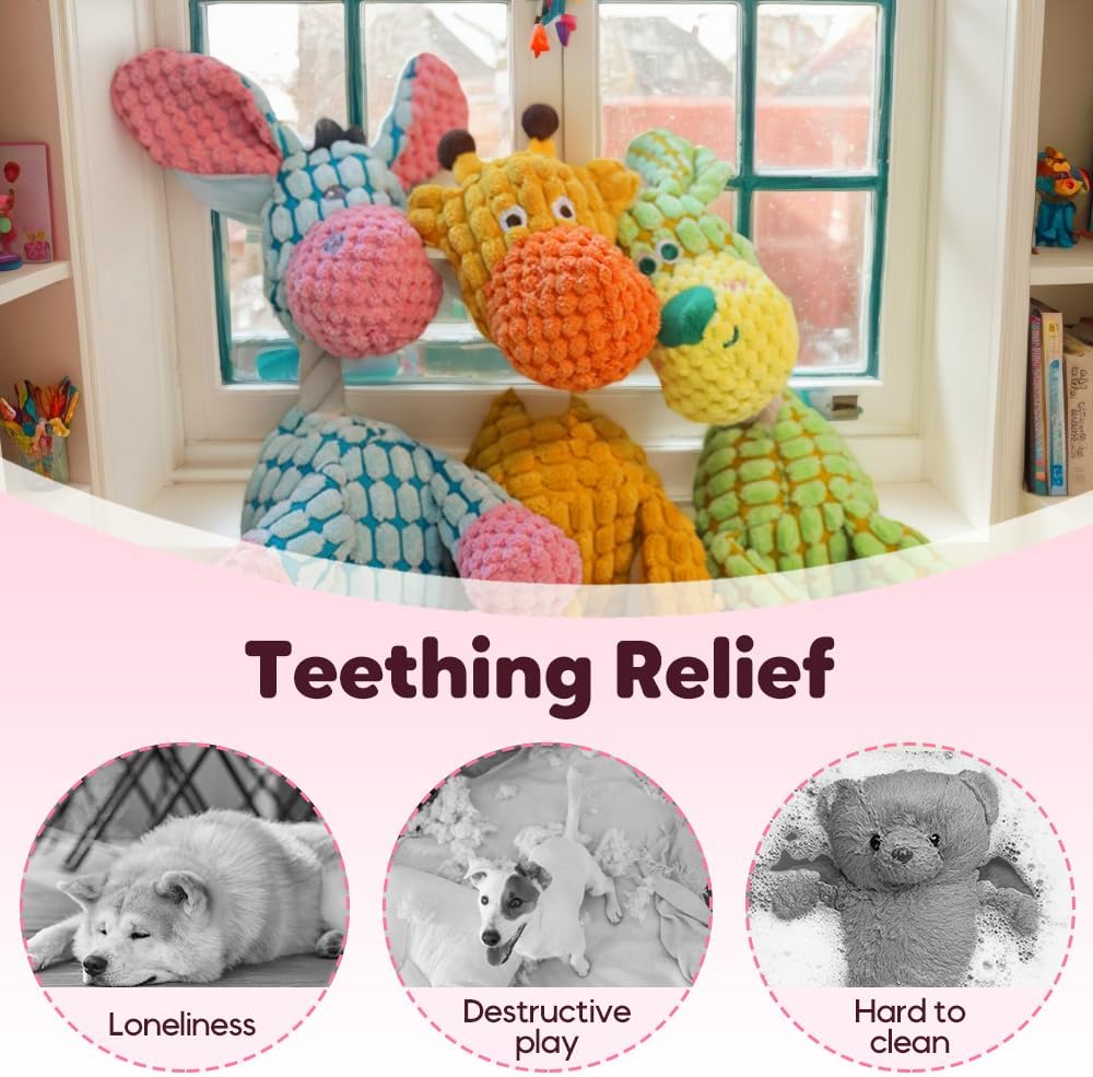 Linen Dog Toys, Durable Toy with Squeaker for Small Medium Large Dogs, Chew Resistant Animal Shaped Plush Toys Warm-Hearted Companion Anxiety Relief Monkey Monkey