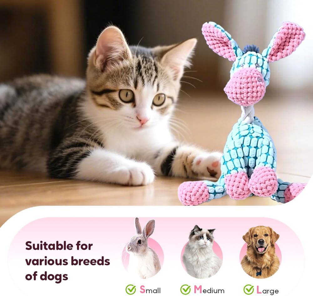 Linen Dog Toys, Durable Toy with Squeaker for Small Medium Large Dogs, Chew Resistant Animal Shaped Plush Toys Warm-Hearted Companion Anxiety Relief Monkey Monkey