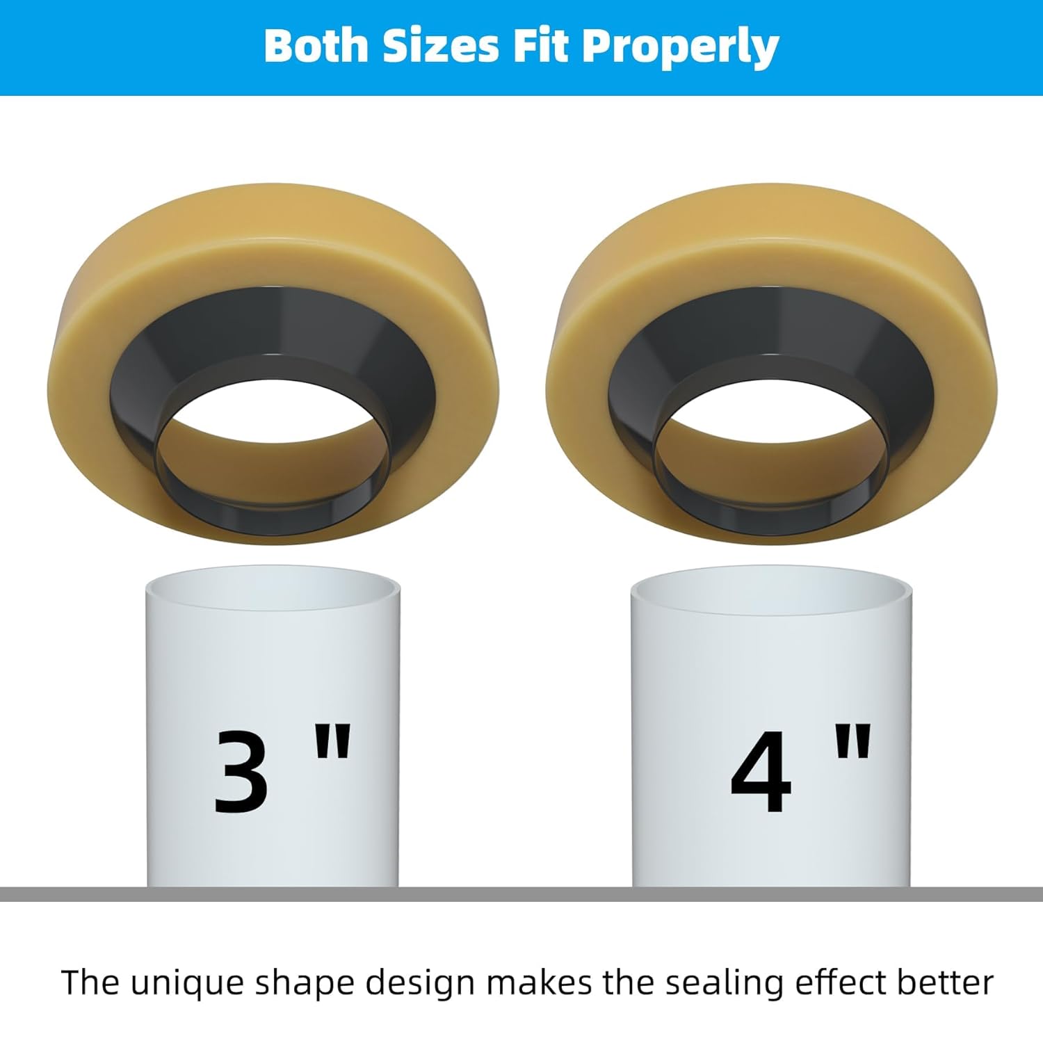 2 Pack Toilet Wax Ring, Thick Toilet Bowl Wax Ring Gasket for Toilet Bowl, Polyethylene Flange- Gas, Odor and Watertight Seal, Fits 3-inch and 4-inch Waste Line