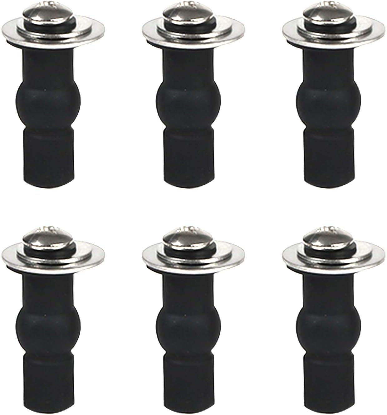 6 Pack Universal Toilet Seat Hinges Screw, Blind Hole fixings Expanding Rubber Top Fix Nuts Screws for Top Mounting Toilet Seat Hinges-3 Pairs with One Expandable Ball