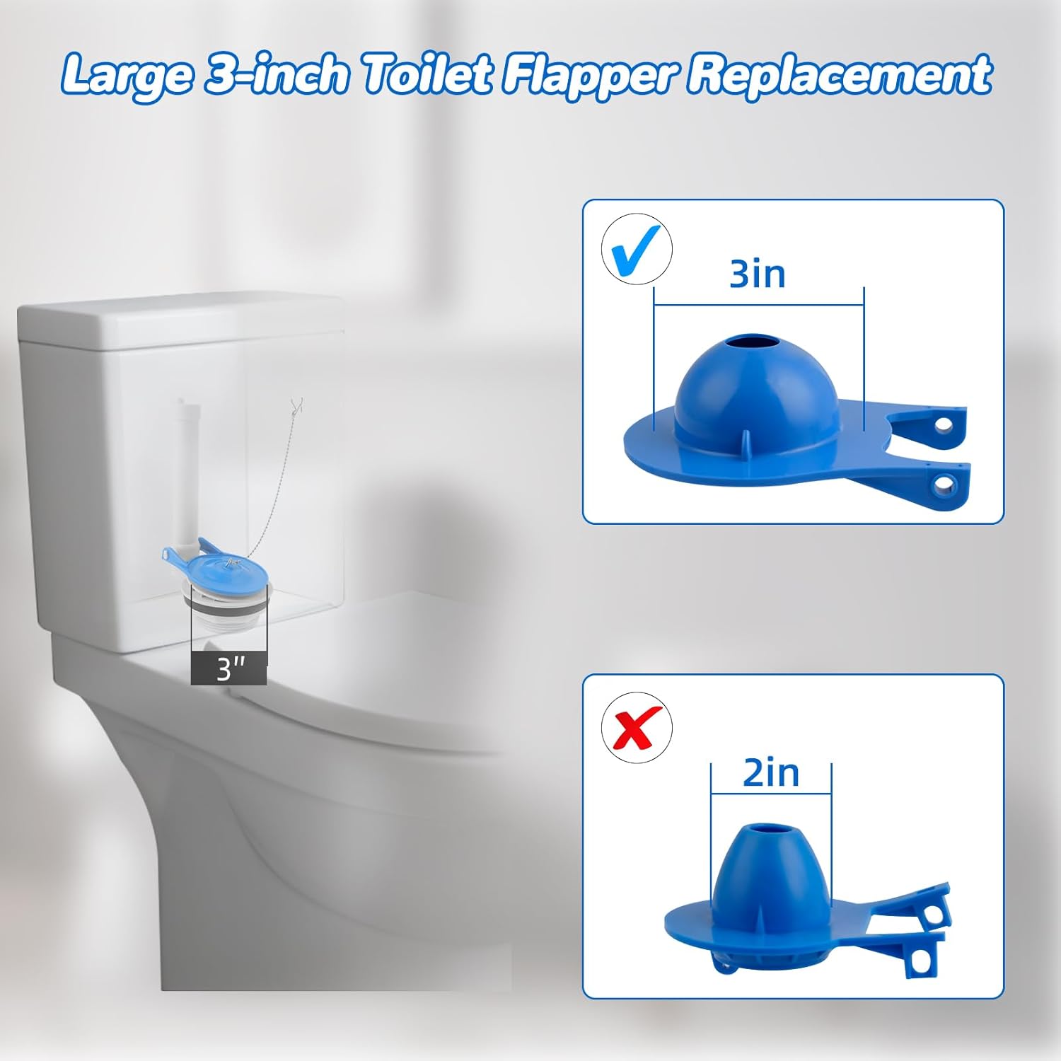 2 pcs Toilet Flapper Replacement, Compatible with Gerber 99-788 and Lowes AquaSouce Original 3" Flapper Replacement for 1.28 GPF Toilets 98923, 312795, 352027, 395280, 12293 -Water Saving