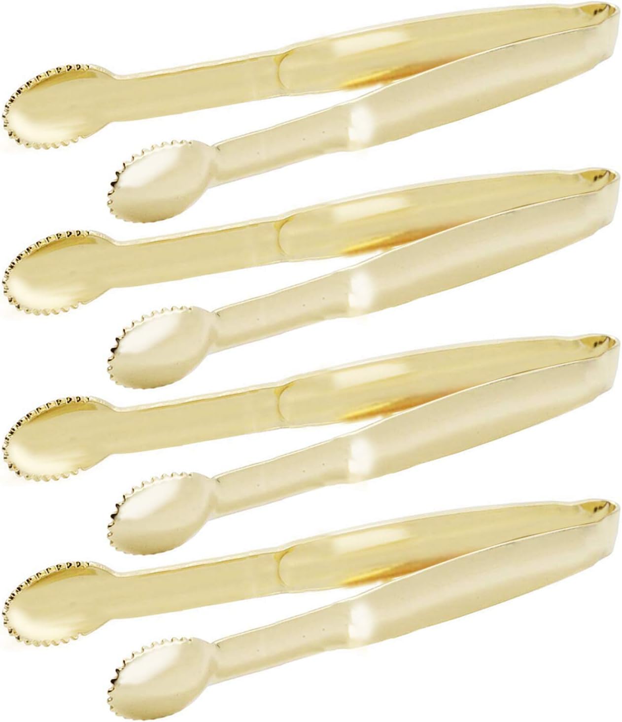 5.75" Mini Appetizer Tongs Set, Tiny Stainless Steel Small Tongs for Serving, Tea Party, Coffee Bar, Desserts, Set of 4 Gold