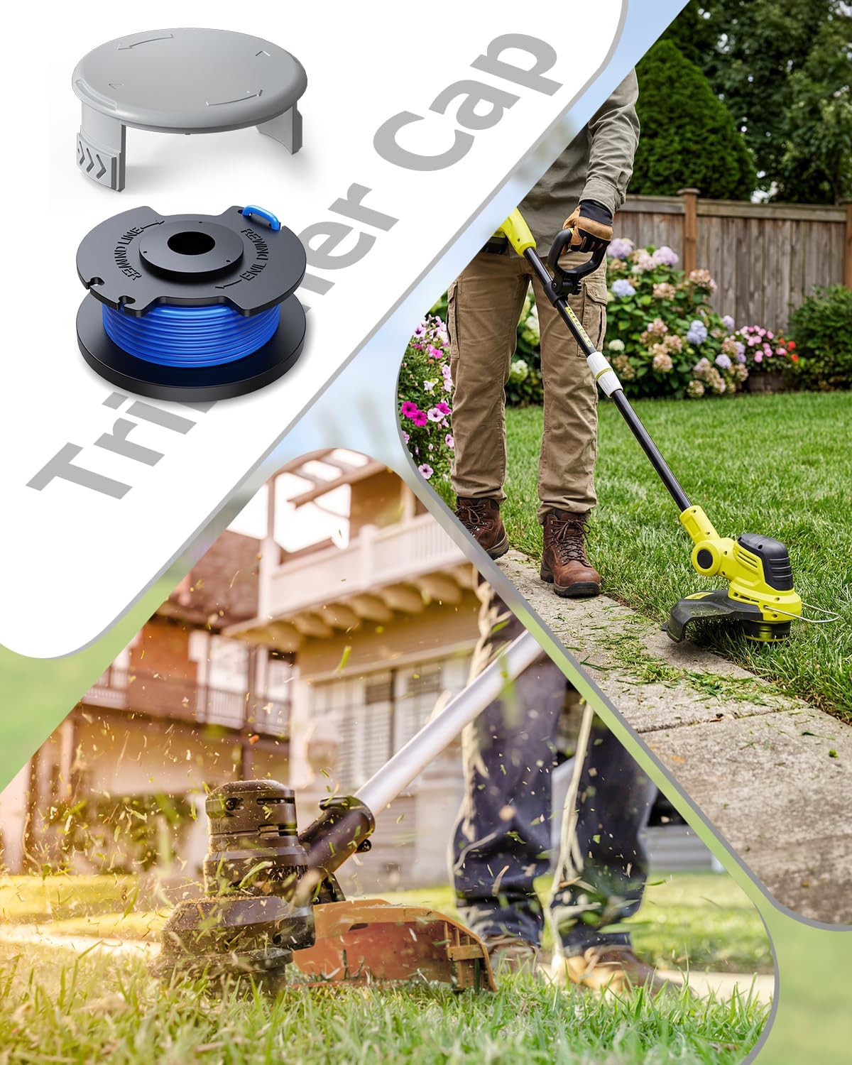 4 Pack AC14HCA Replacement Spool Cap Compatible with Ryobi Weed Wacker, Weed Eater Covers Parts Fit for Ryobi One+ 18V, 24V, 40V Cordless String Trimmers