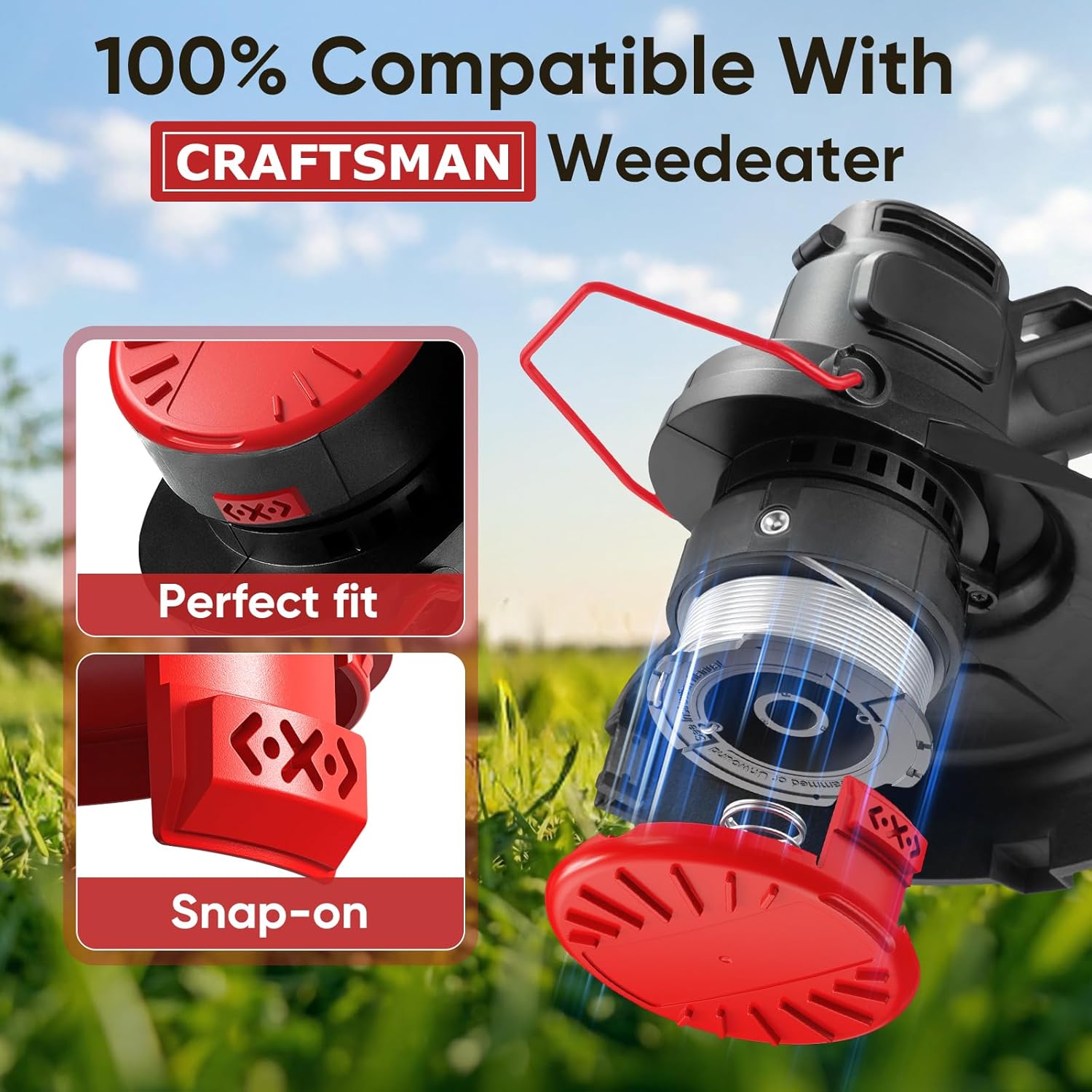 4 Pcak CMZST120SC String Trimmer Spool Cap Compatible with Craftsman Weed Wacker, Weed Eater Covers Parts Fit for Craftsman CMCST910 Series, CMCST910, CMCST910M, CMCST910M1
