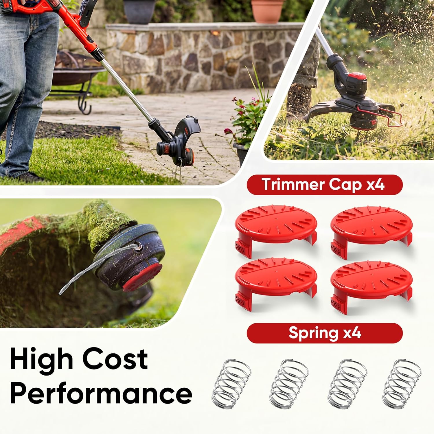 4 Pcak CMZST120SC String Trimmer Spool Cap Compatible with Craftsman Weed Wacker, Weed Eater Covers Parts Fit for Craftsman CMCST910 Series, CMCST910, CMCST910M, CMCST910M1