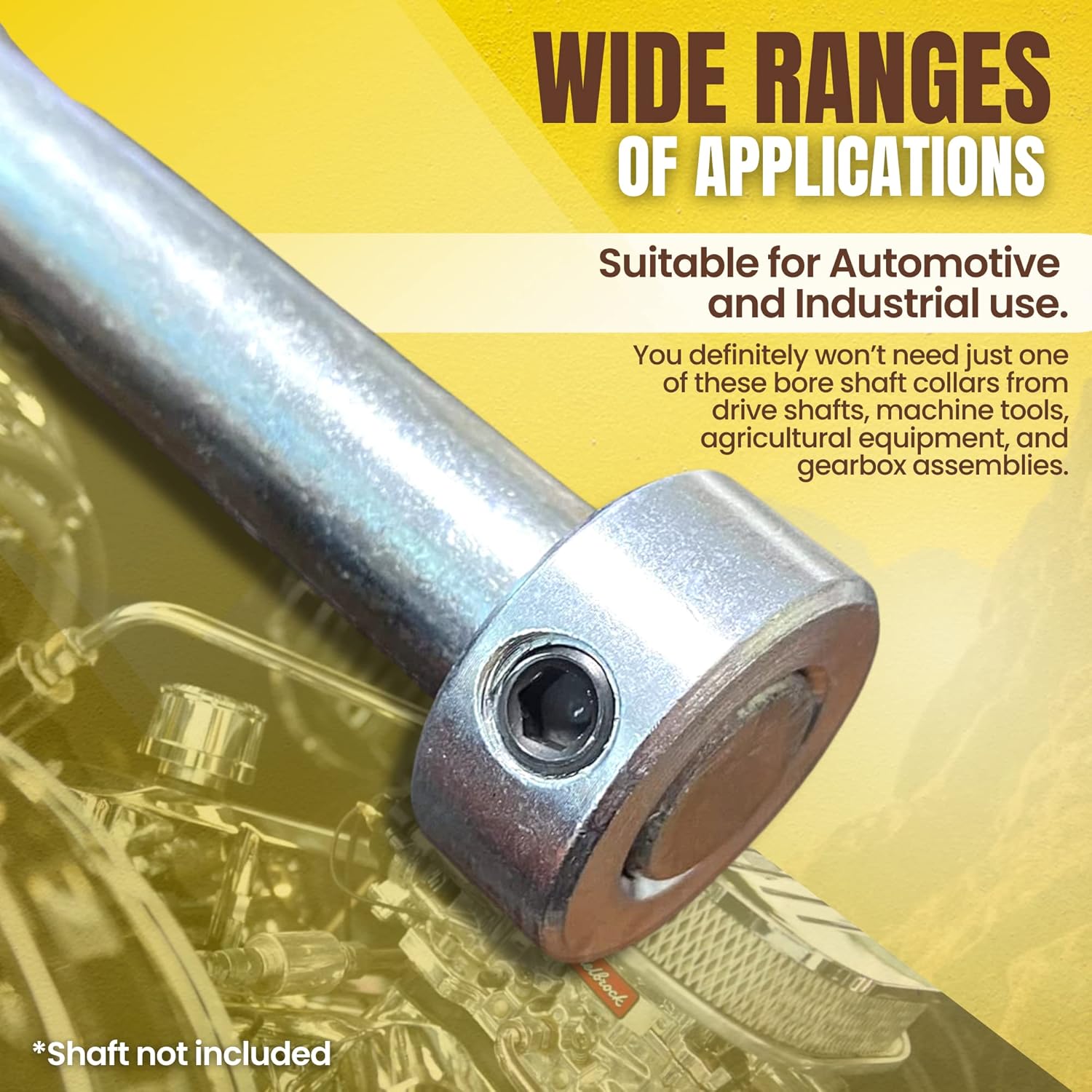 4-Pack 5/8” Bore Solid Steel Shaft Collars with Zinc Plated Coating - Durable Shaft Collars Suitable for Machinery and Industrial Use
