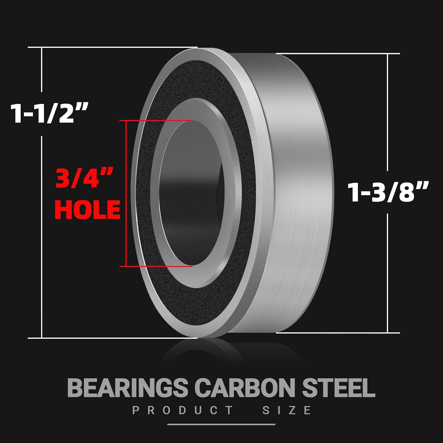 4-Pack 3/4" Bearings Carbon Steel - ID 3/4" x OD 1-3/8" Applicable Lawn Mower, Wheelbarrows, Carts and Hand Trucks Wheel Bearings Replacement
