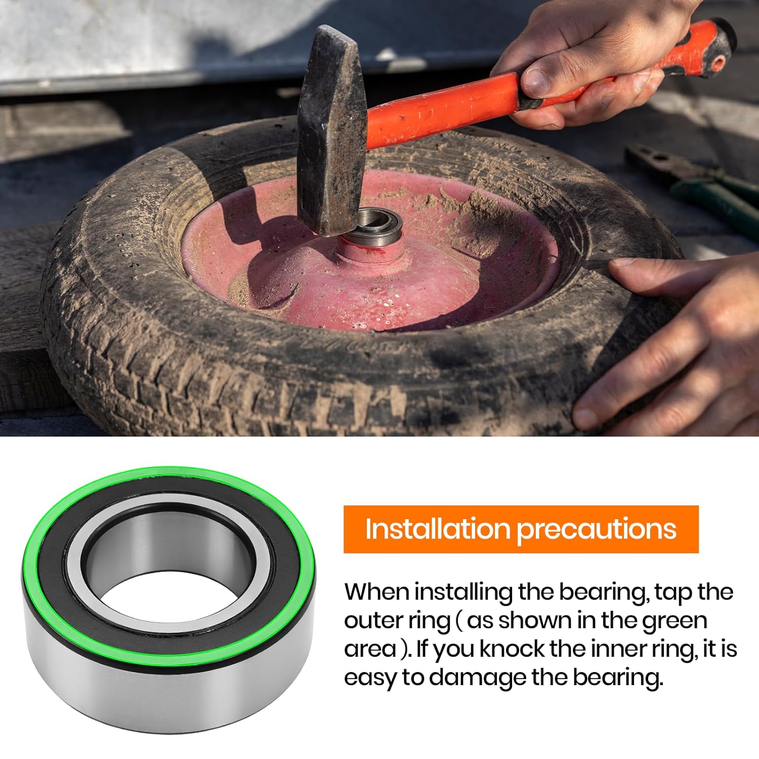 4-Pack 3/4" Bearings Carbon Steel - ID 3/4" x OD 1-3/8" Applicable Lawn Mower, Wheelbarrows, Carts and Hand Trucks Wheel Bearings Replacement