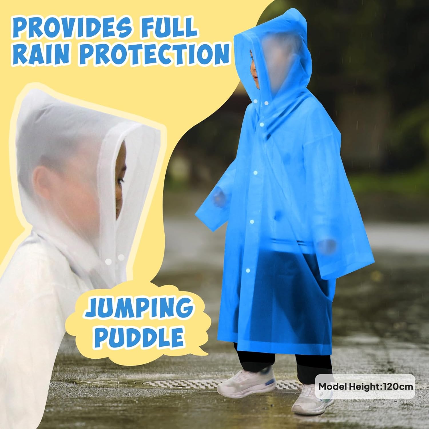 Kids Rain Poncho with Hood Lightweight Emergency Raincoat Reusable Boys and Girls Rain Jacket for Disney Travel Outdoor