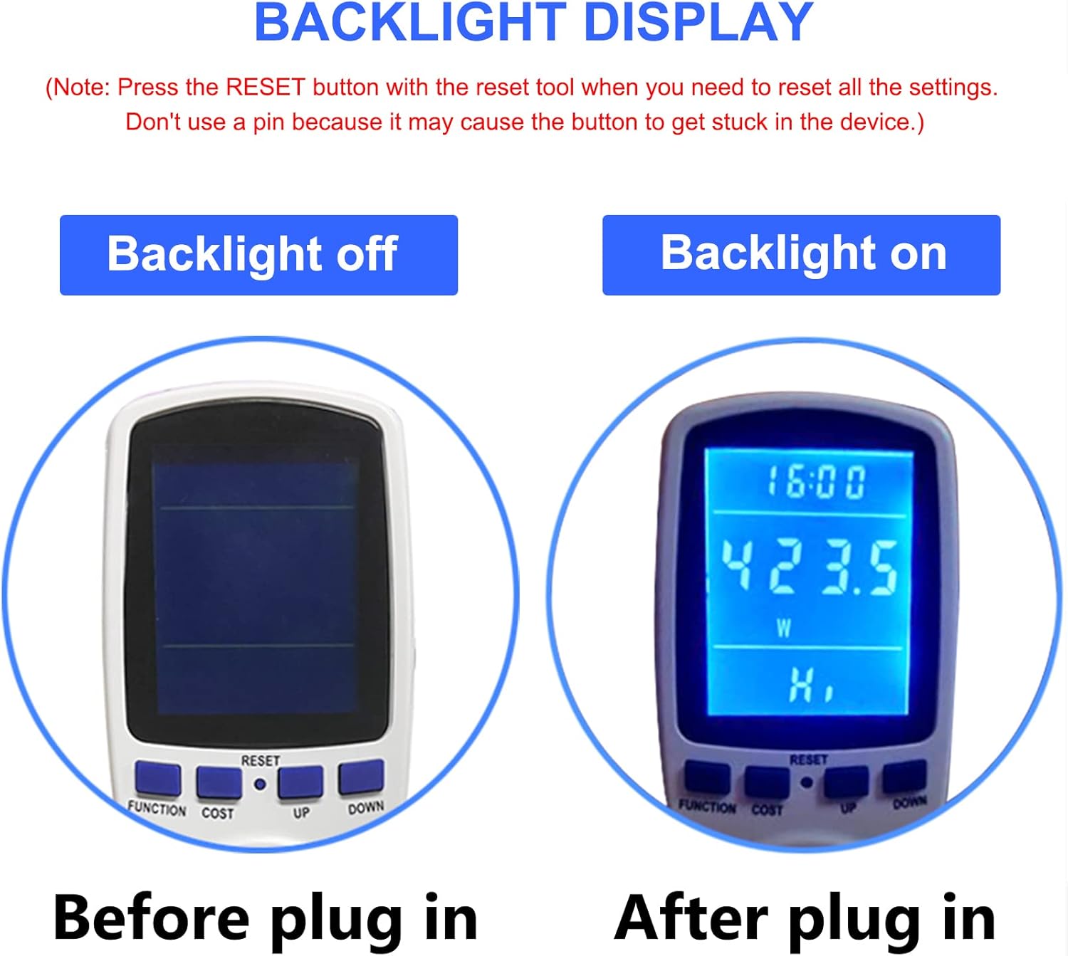 Upgraded Watt Power Meter Plug Home Electrical Usage Monitor Consumption, Energy Voltage Amps Kill Tester with Backlight, Overload Protection, 7 Modes Display