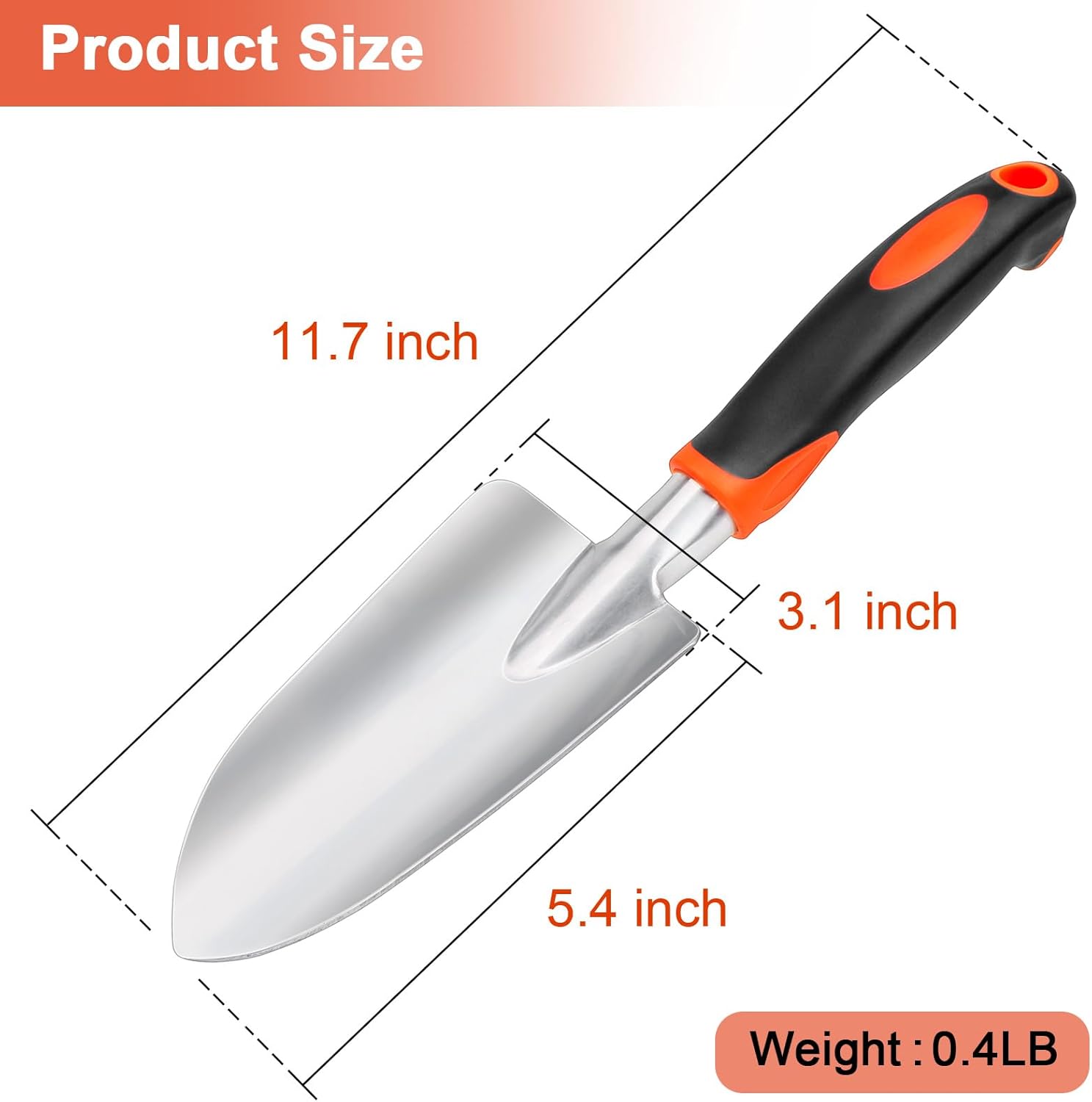 Garden Shovel Garden Hand Trowel, Heavy Duty Hand Shovel with Ergonomic Handle + Garden Shovel Trowel Garden Tool with Measurement Mark, Heavy Duty Gardening Shovel Hand Tools